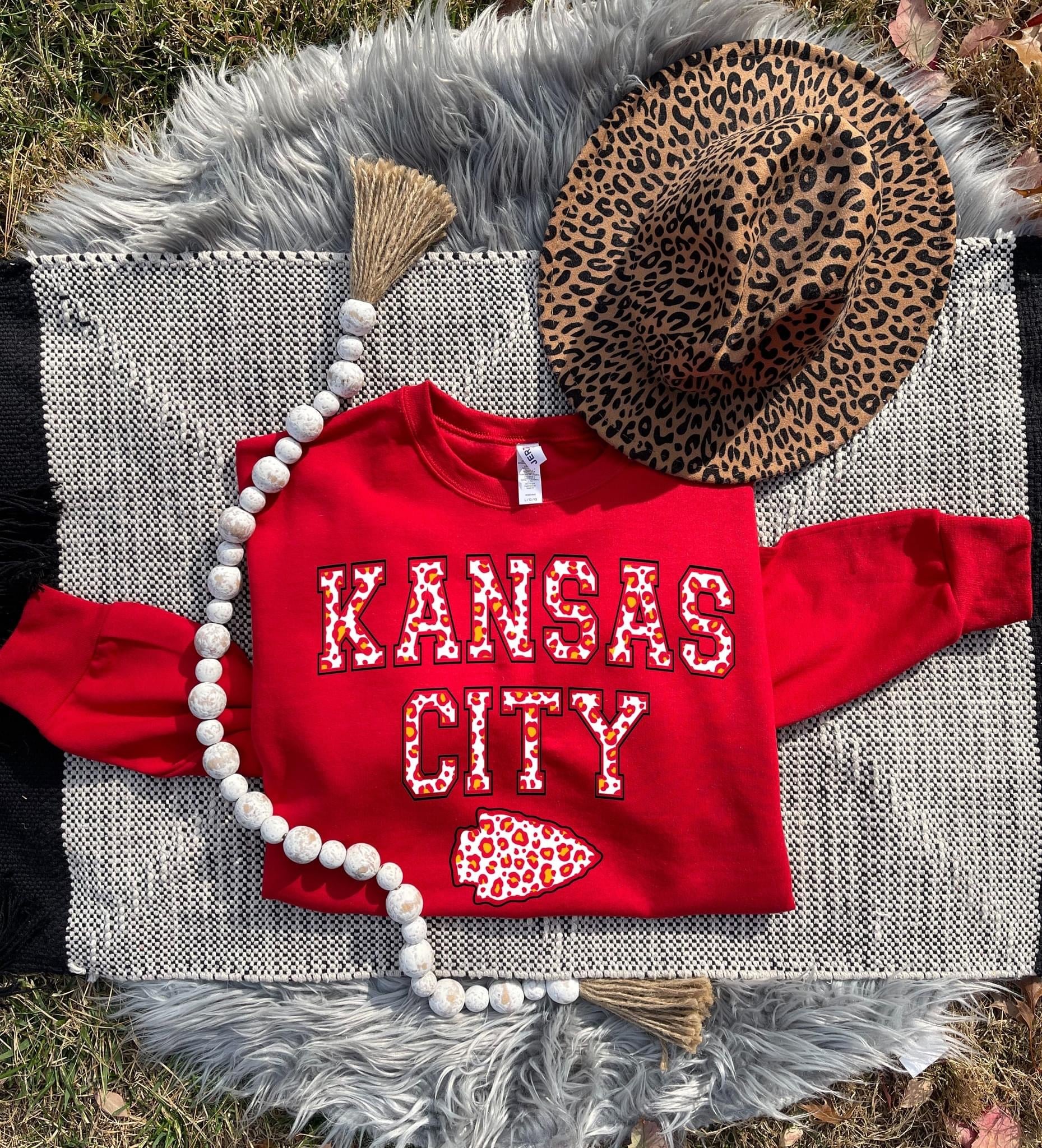 Red Leopard Kansas City Arrowhead Red Sweatshirt