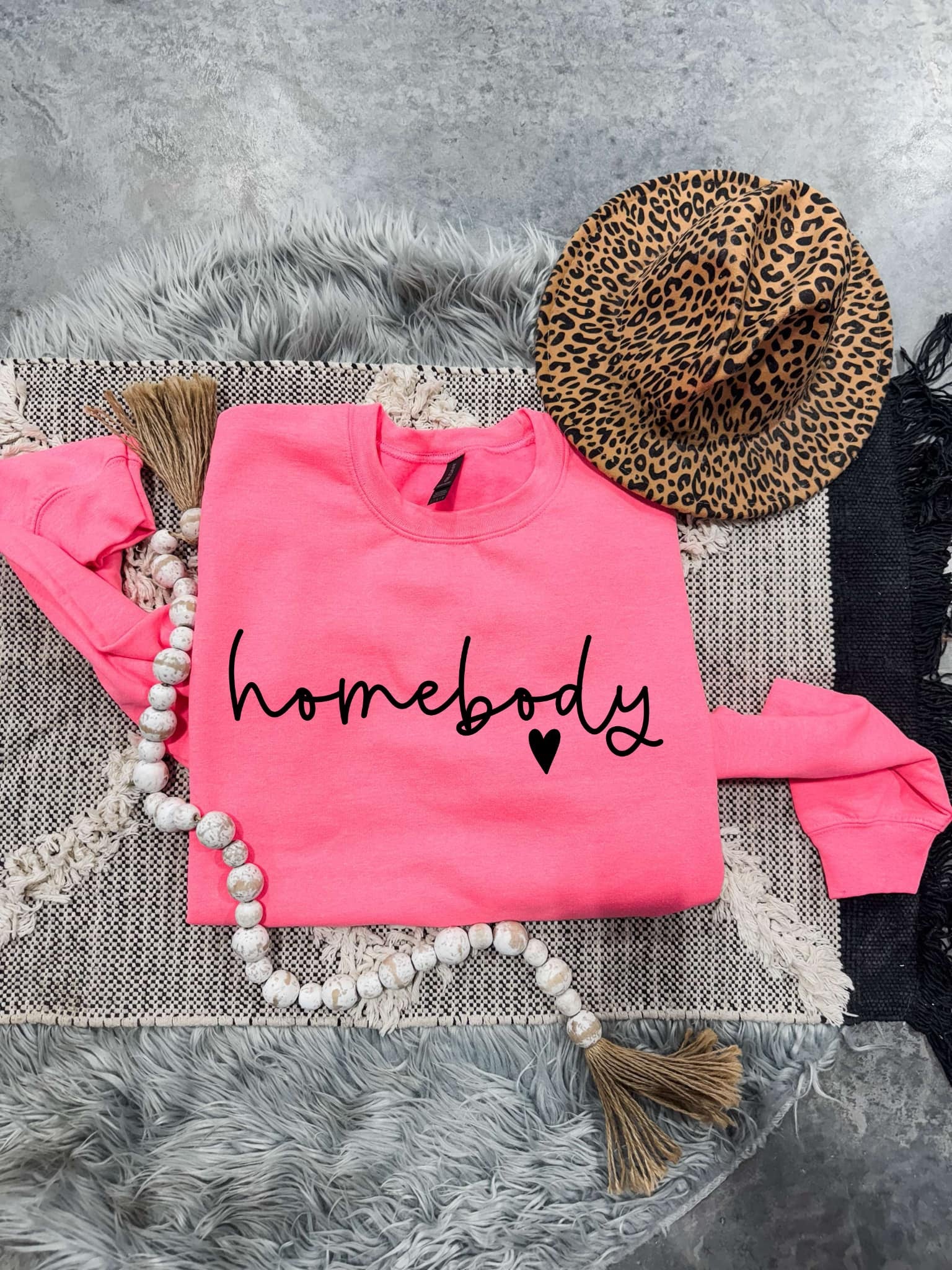 Homebody Heart Hot Pink Sweatshirt