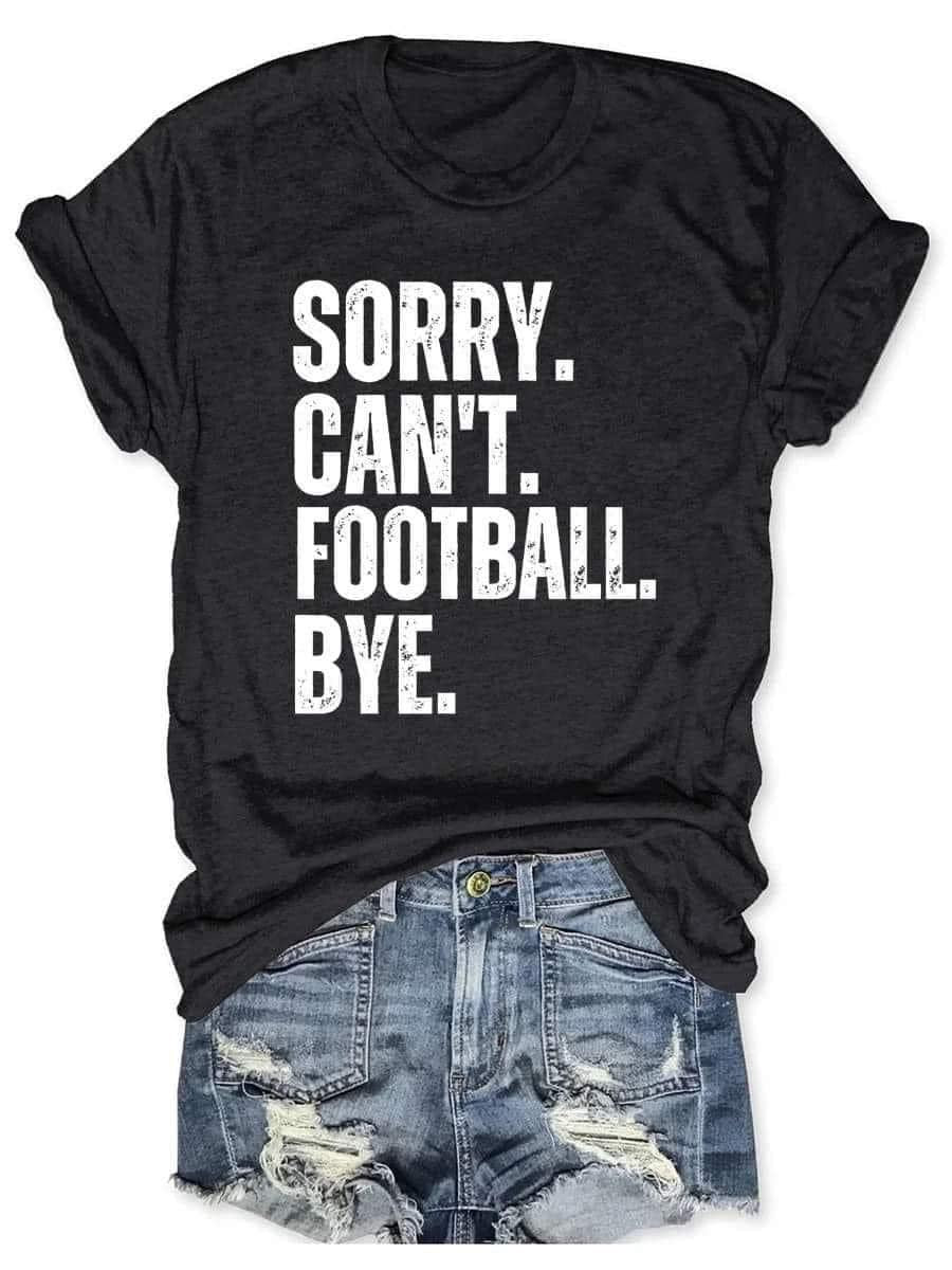 White Distressed Sorry Can’t Football Bye Heather Black Tee