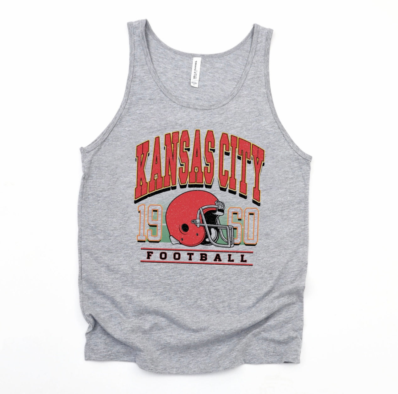 Distressed KC Football 1960 Heather Grey Tank Top