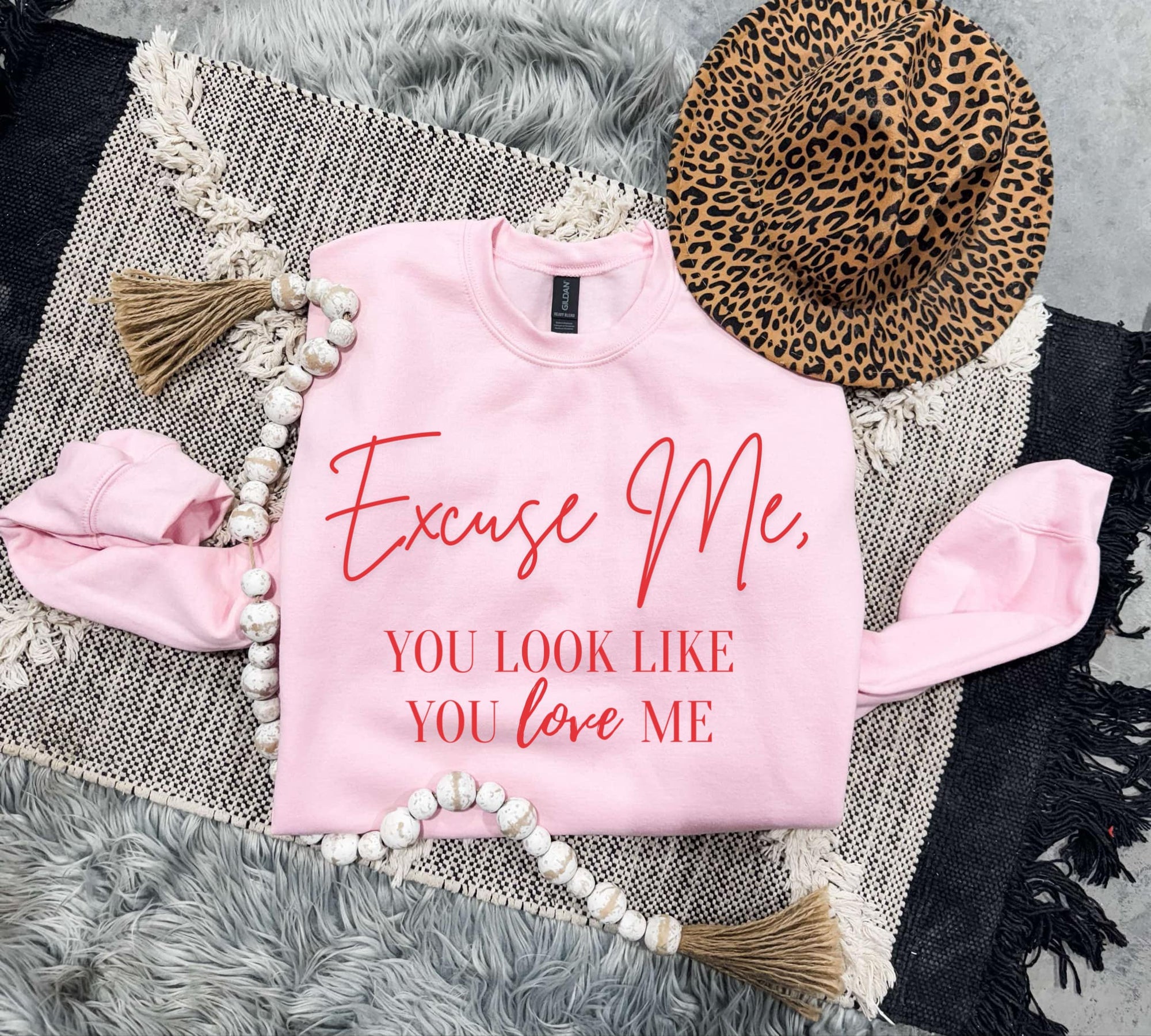 Pink Excuse Me You Look Like You Love Me Light Pink Sweatshirt