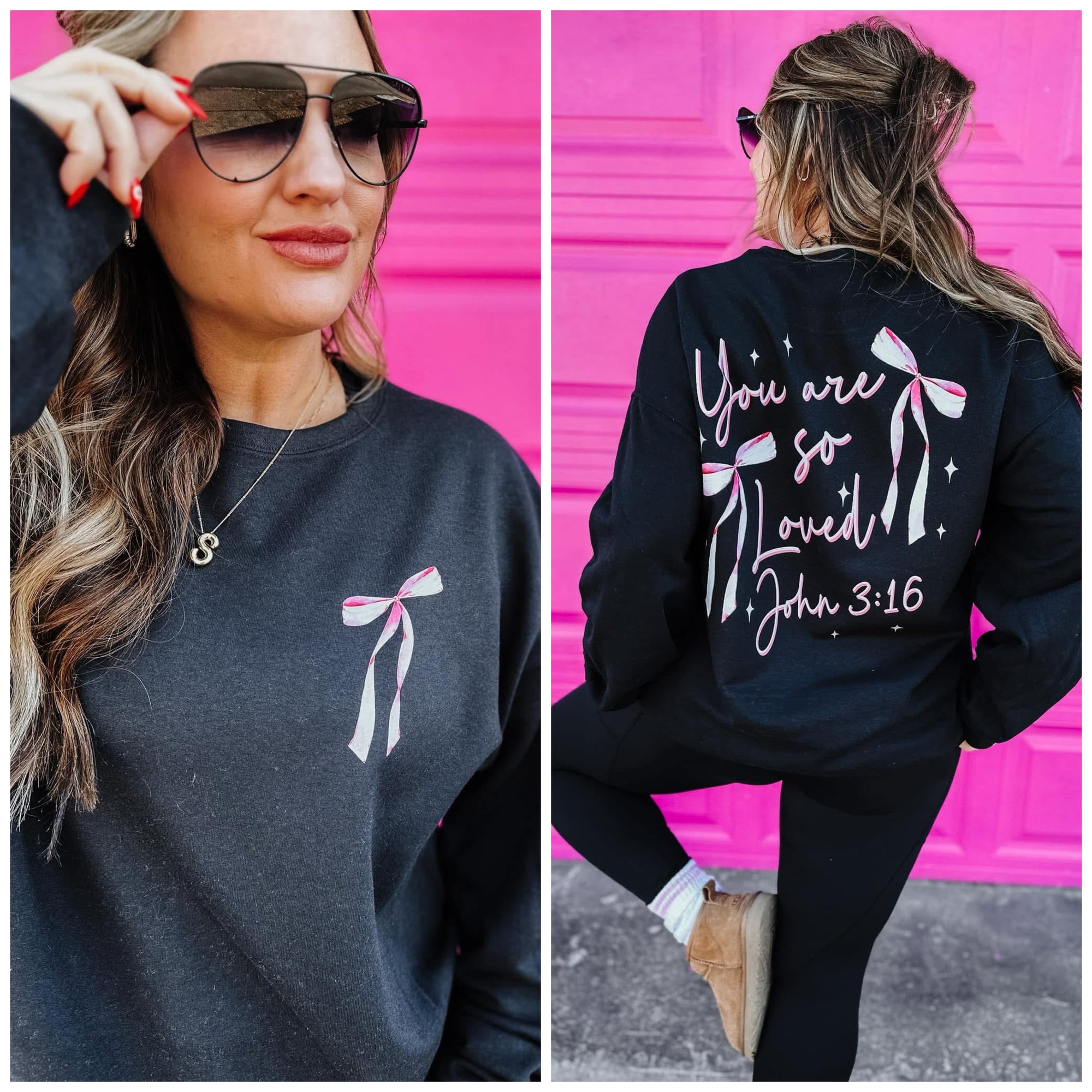 Front + Back Bow You Are So Loved Back Sweatshirt