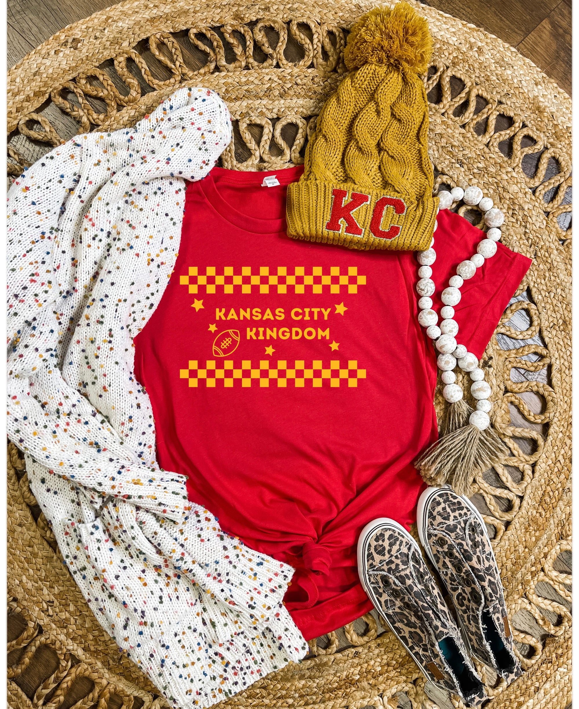 Gold Kansas City Kingdom Checkered Red Tee