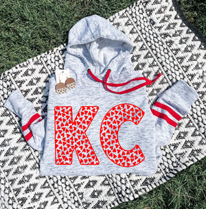 KC Red Hearts Red Striped Hoodie