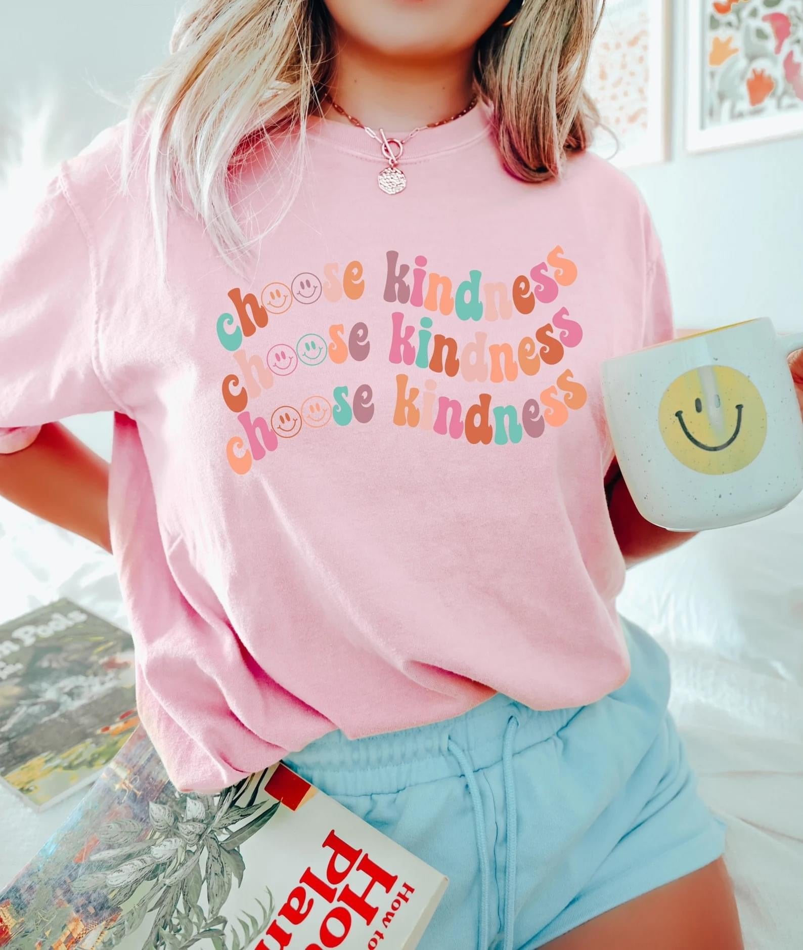 Choose Kindness Smiley Pink Tee