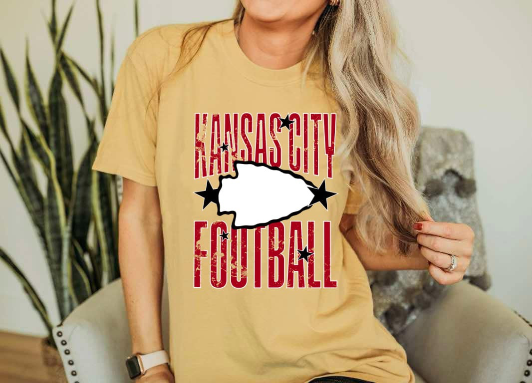 **HALFTIME DEAL** Kansas City Footall White Arrowhead Mustard Tee