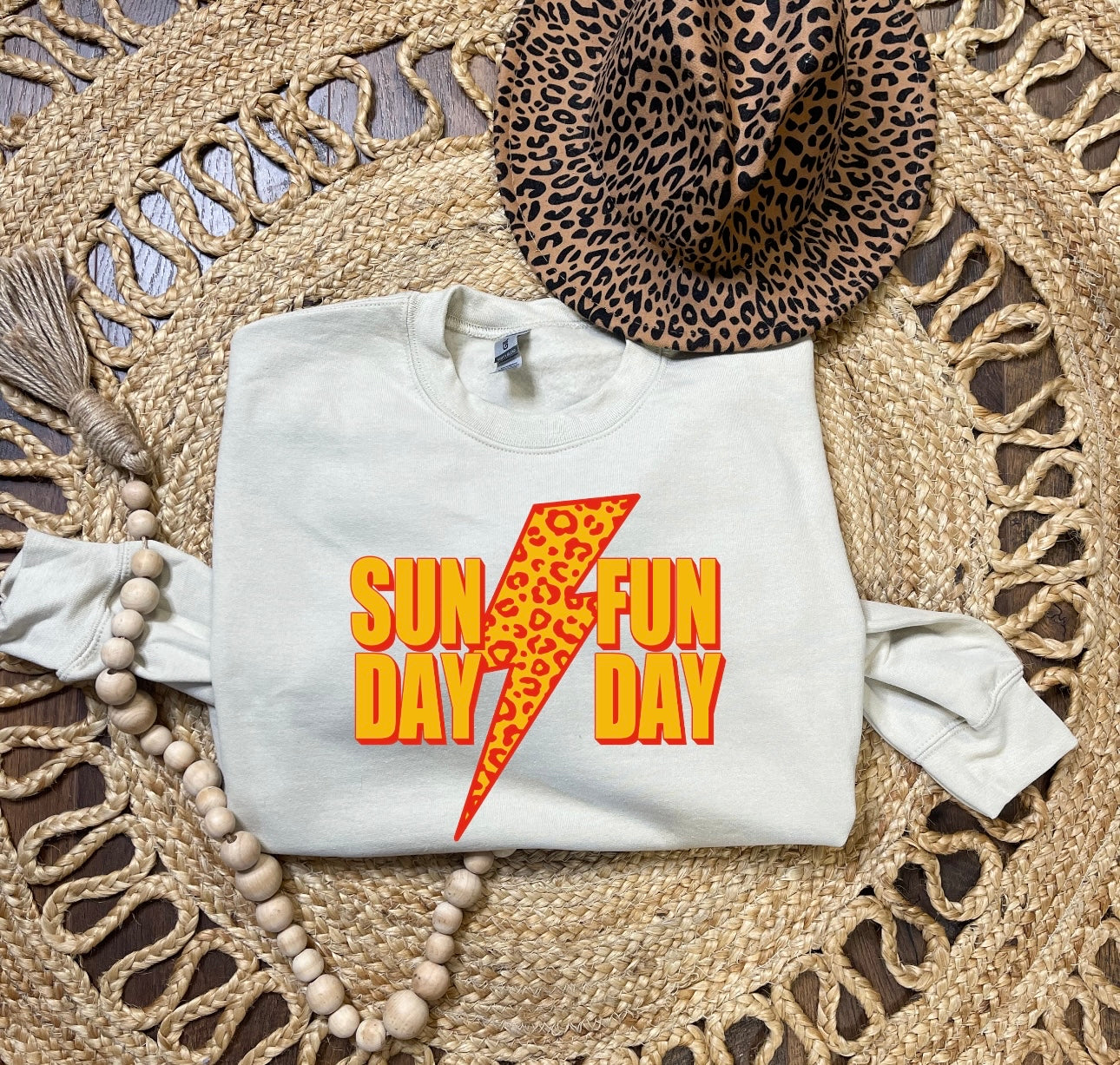 Sunday Funday Red & Gold Lightening Bolt Sand Sweatshirt