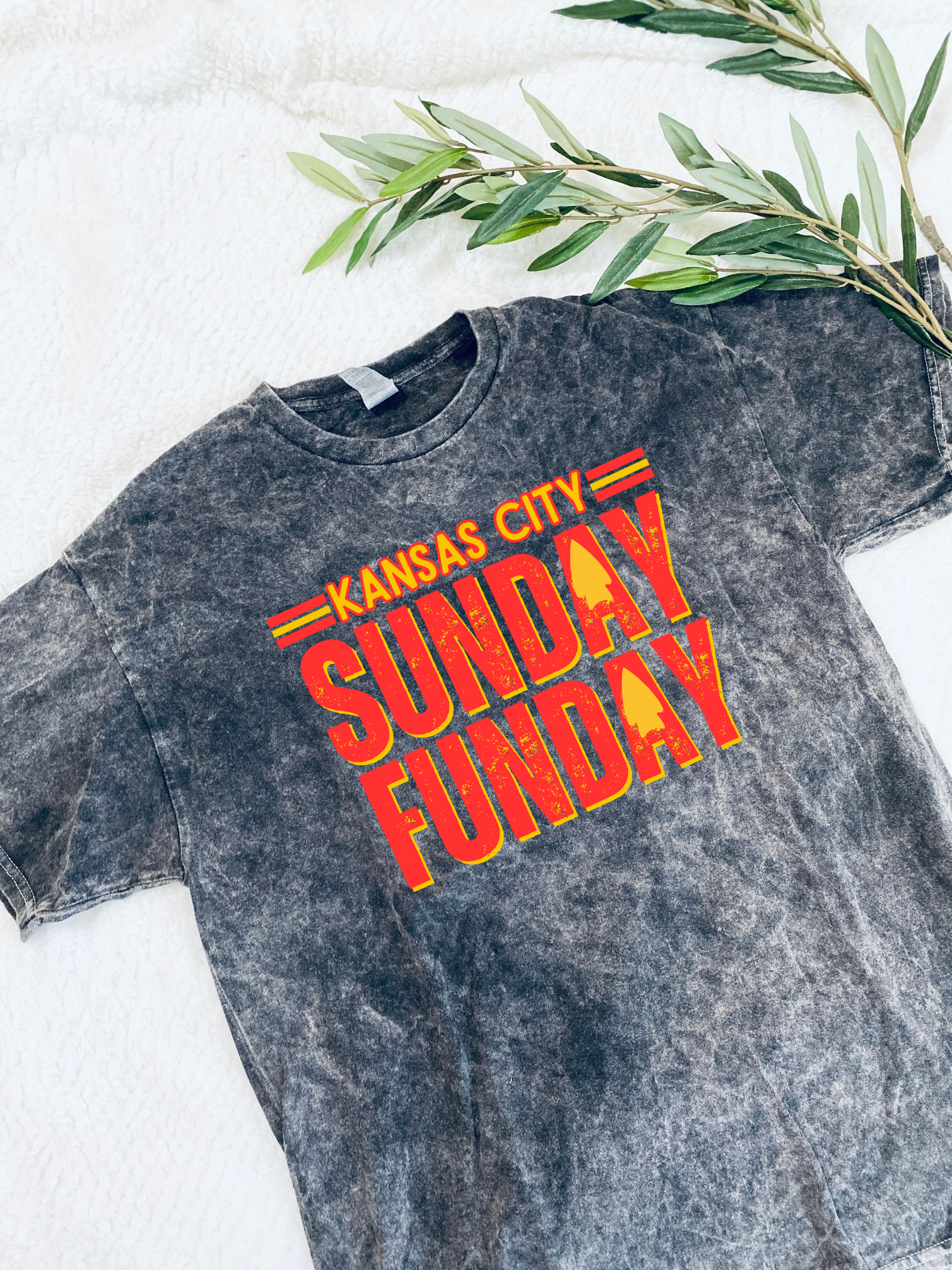 Red & Gold Sunday Funday Mineral Wash Tee