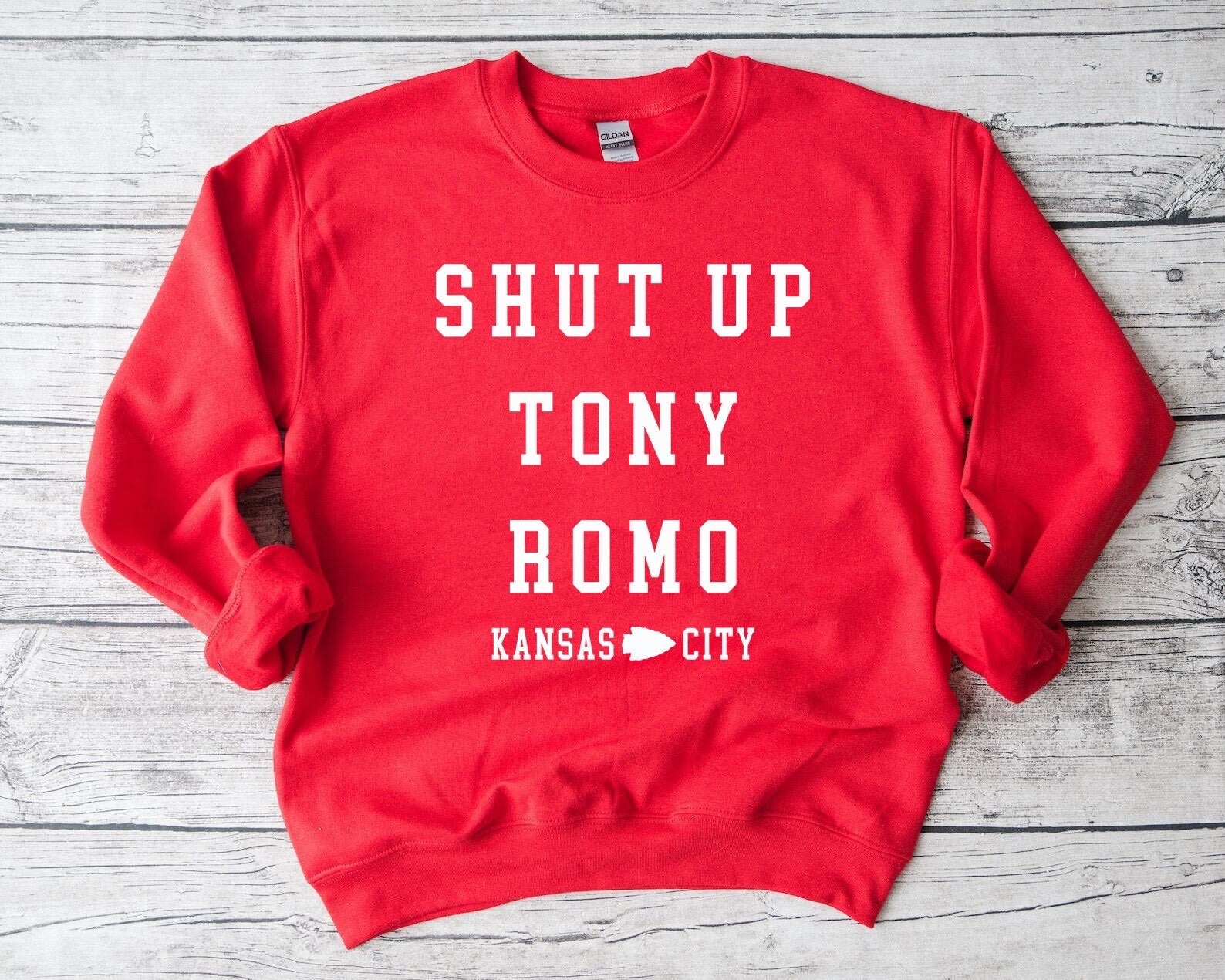 White Kansas City Shut Up Tony Romo Red Sweatshirt