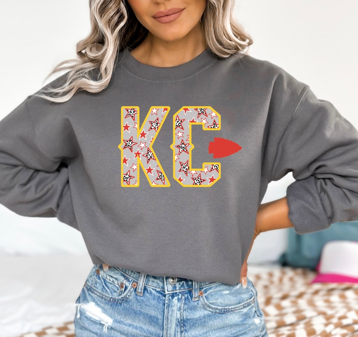 Grey KC Stars Red Arrowhead Charcoal Sweatshirt