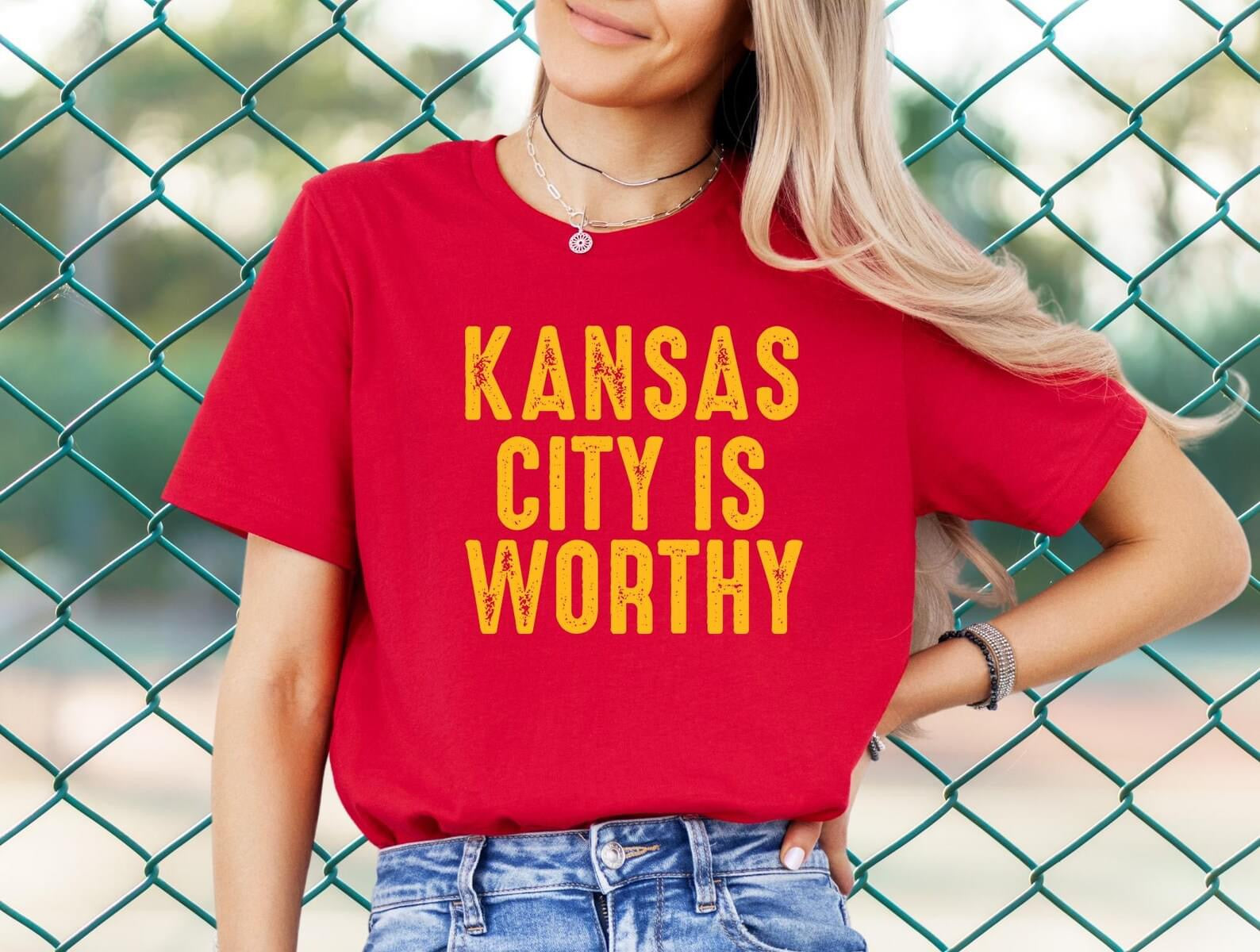 Gold Kansas City Is Worthy Red Tee