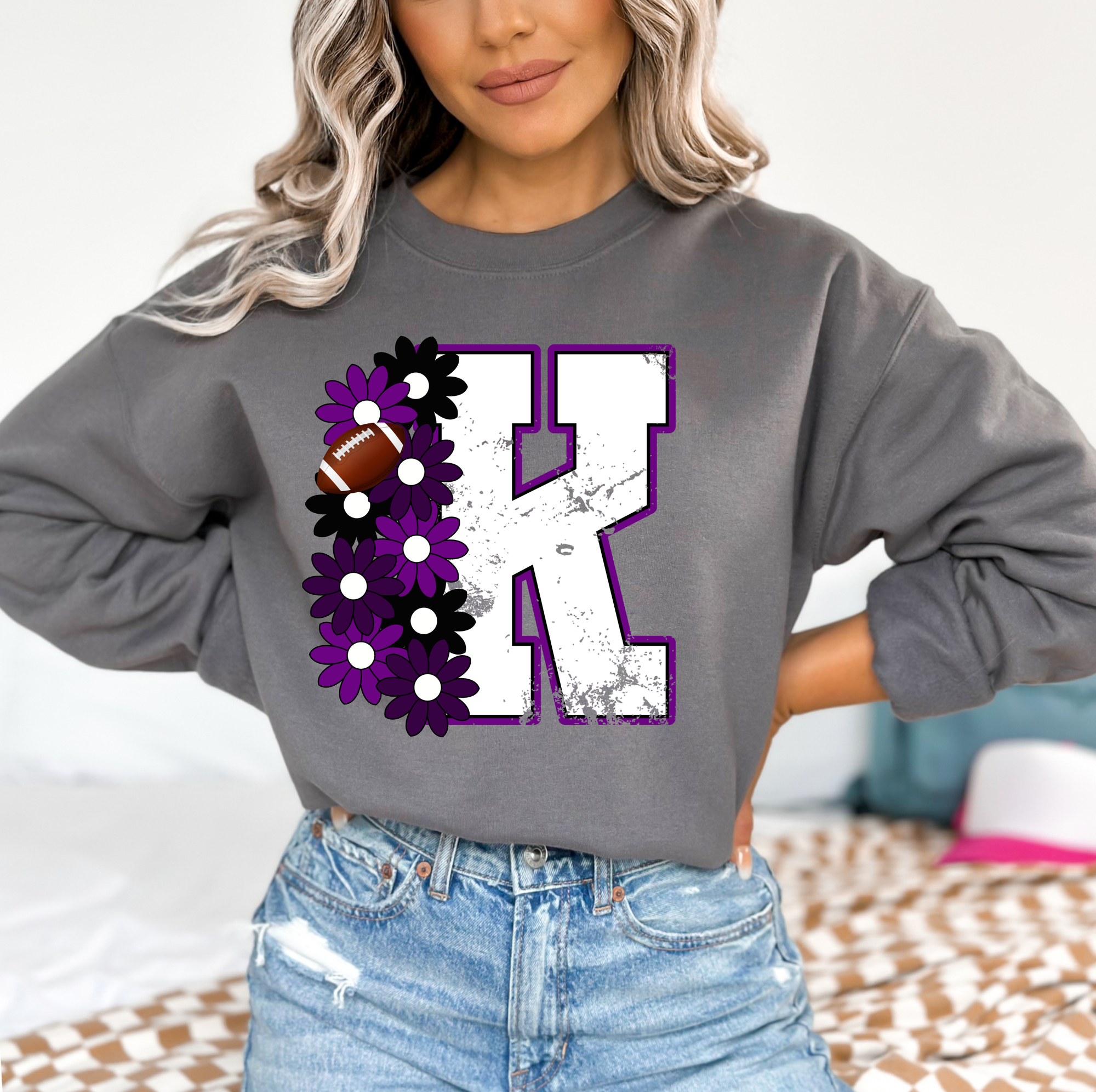 Floral K Charcoal Sweatshirt