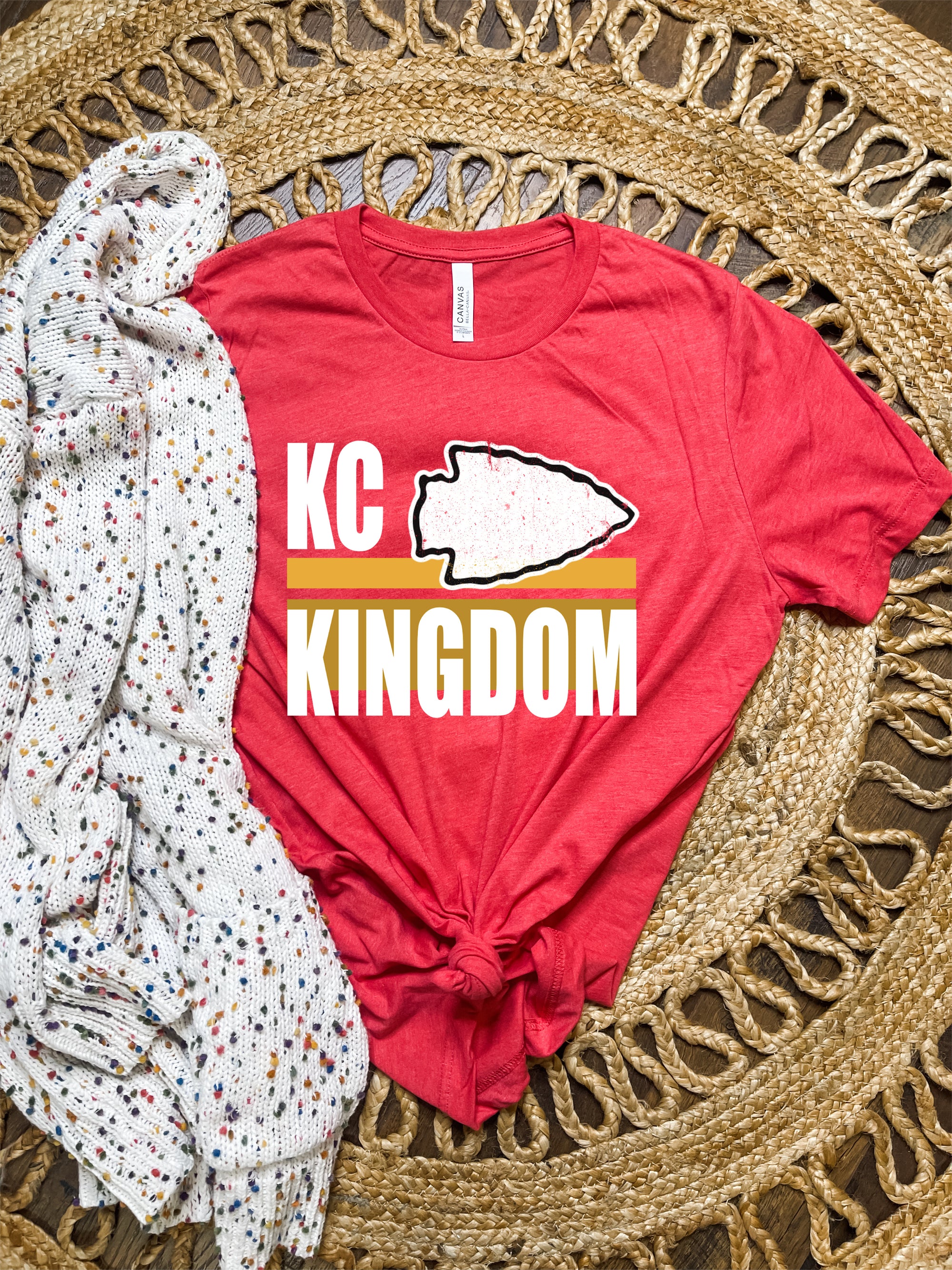 KC Arrowhead Kingdom Heather Red Tee