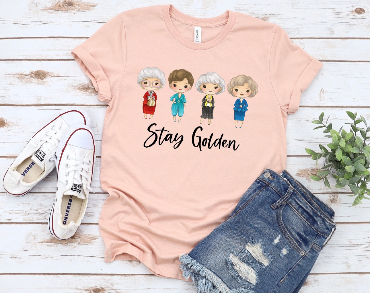 Stay Golden Emoji Peach Tee