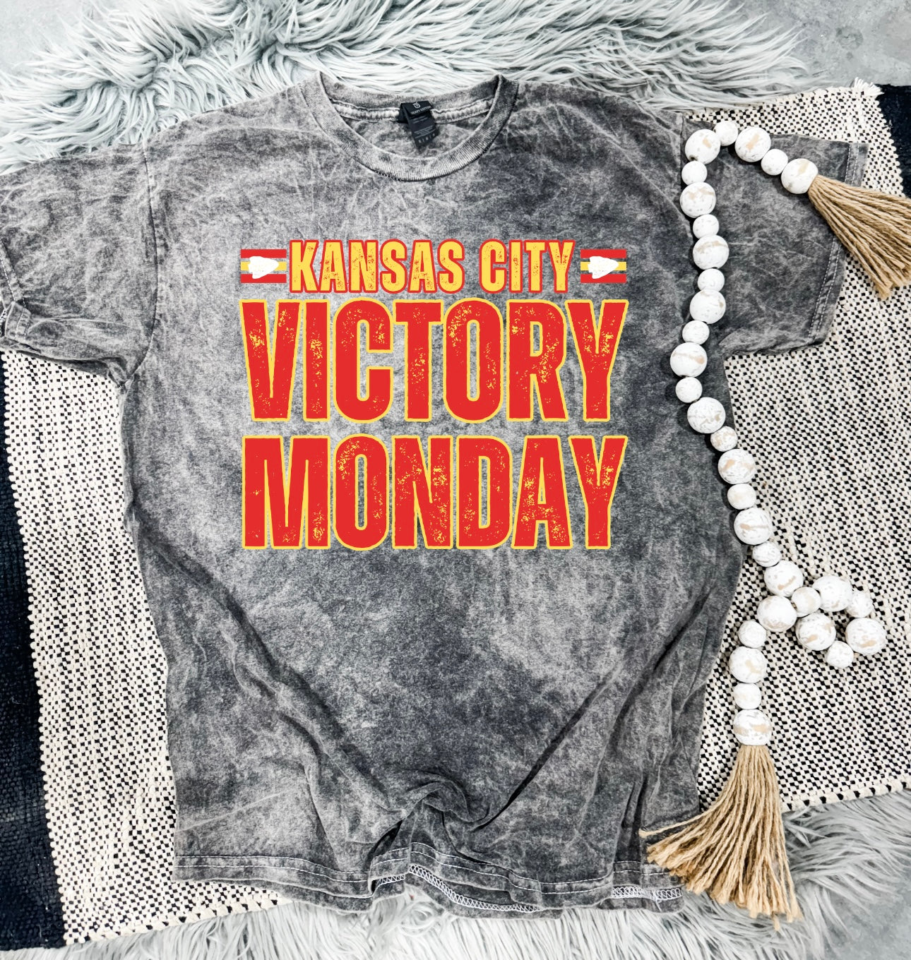 Red & Gold Kansas City Victory Monday Grey Mineral Wash