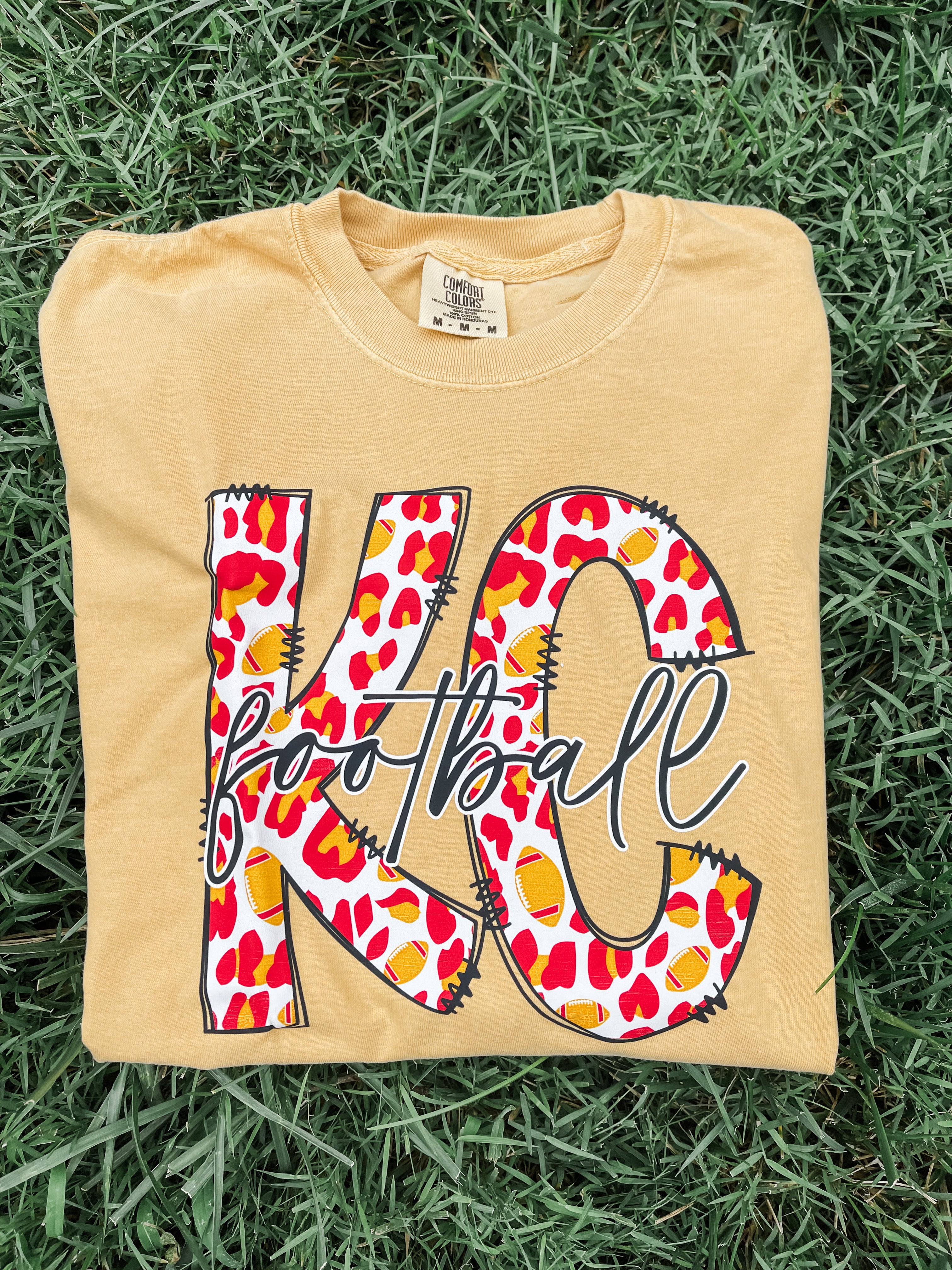 Southern Babe Chiefs Football Mustard Tee XL