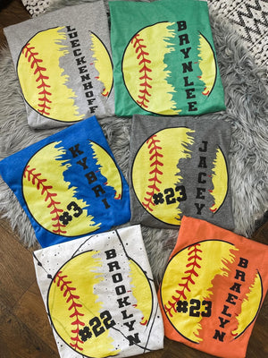 Custom Softball Tee/Sweatshirt Options