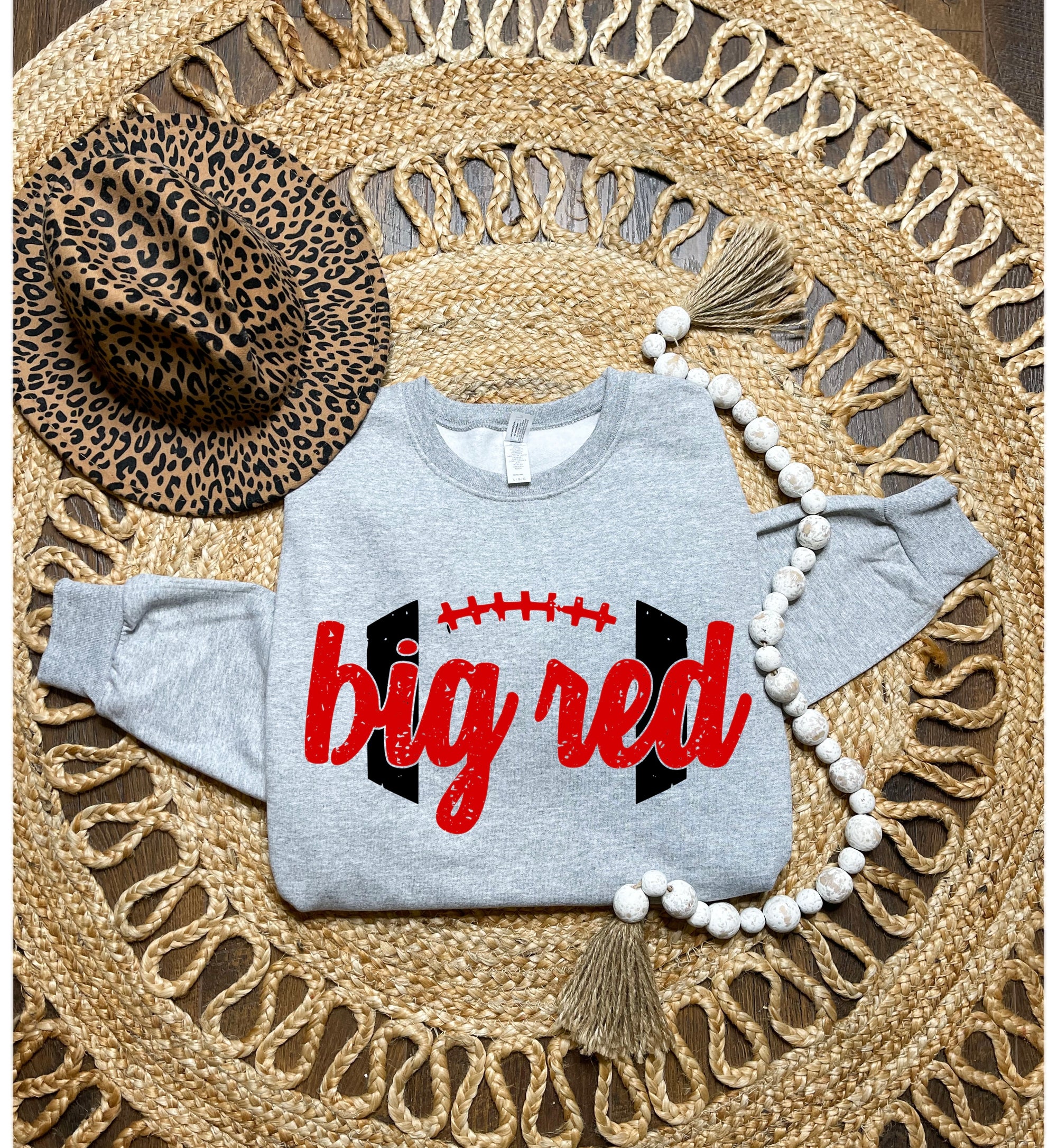 Big Red Football Heather Grey Sweatshirt