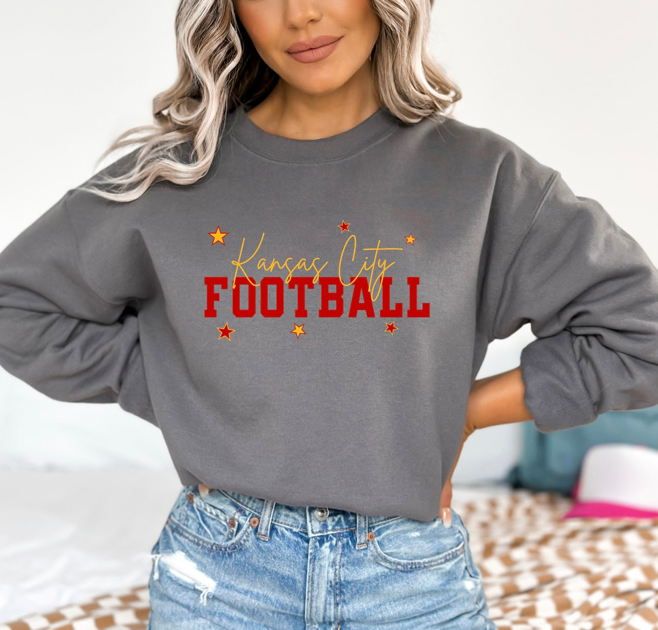 Red & Gold Kansas City Stars Charcoal Sweatshirt