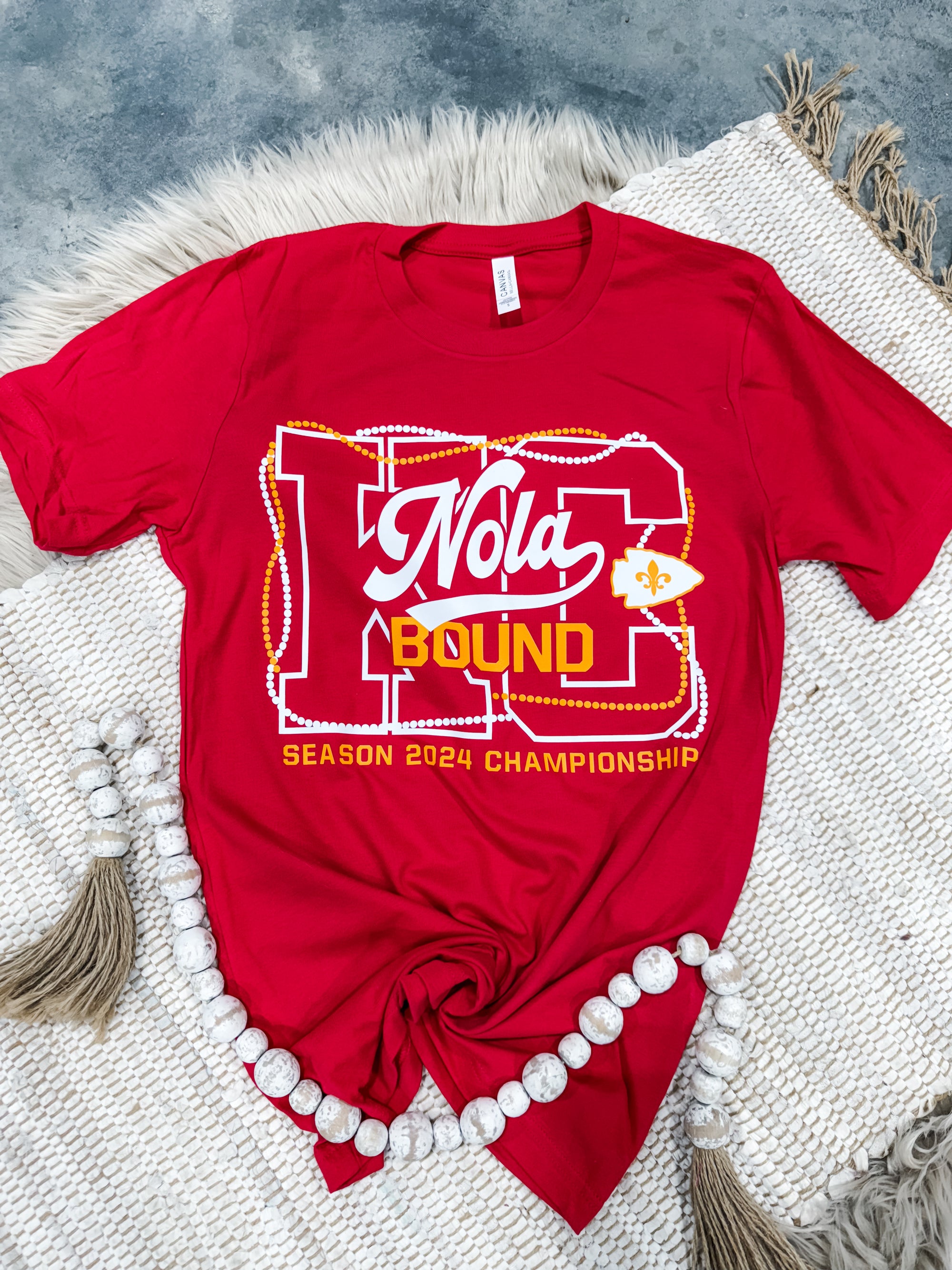 **READY TO SHIP** Gold & White Nola Bound Red Tee