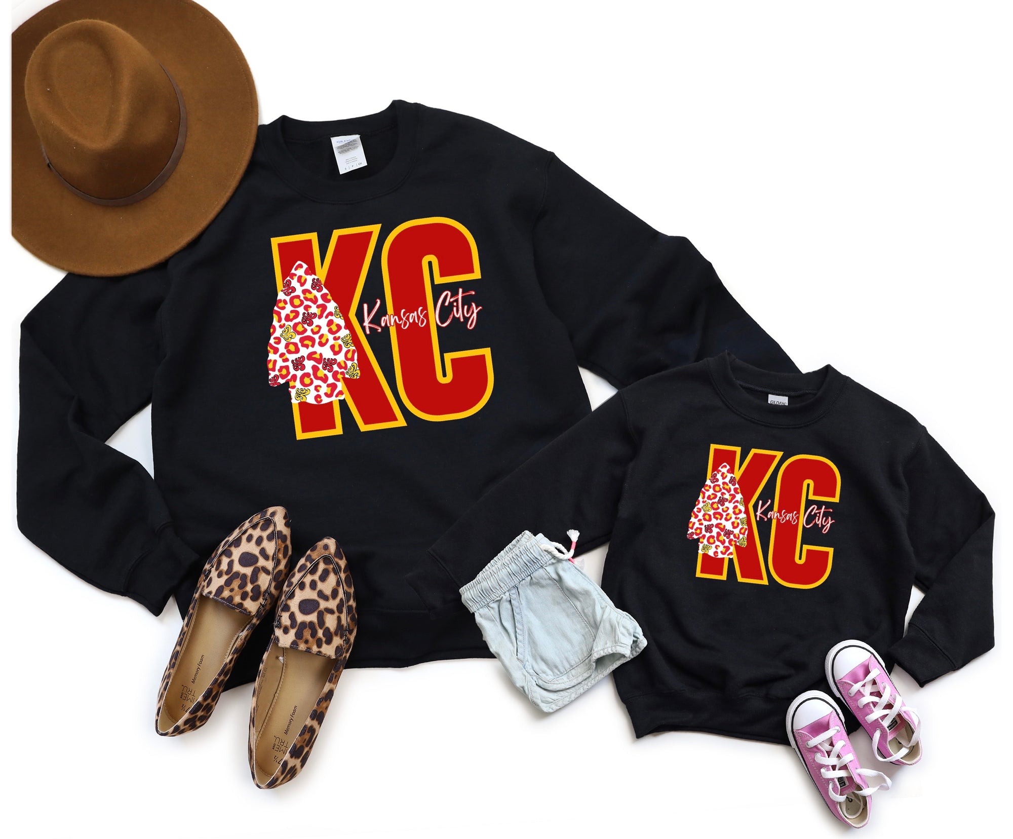 KC Red Leopard Arrowhead Kansas City Black Sweatshirt