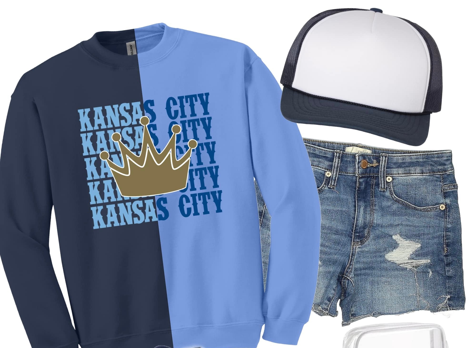 **PREORDER** Kansas City Gold Crown Blue & Navy Split Sweatshirt