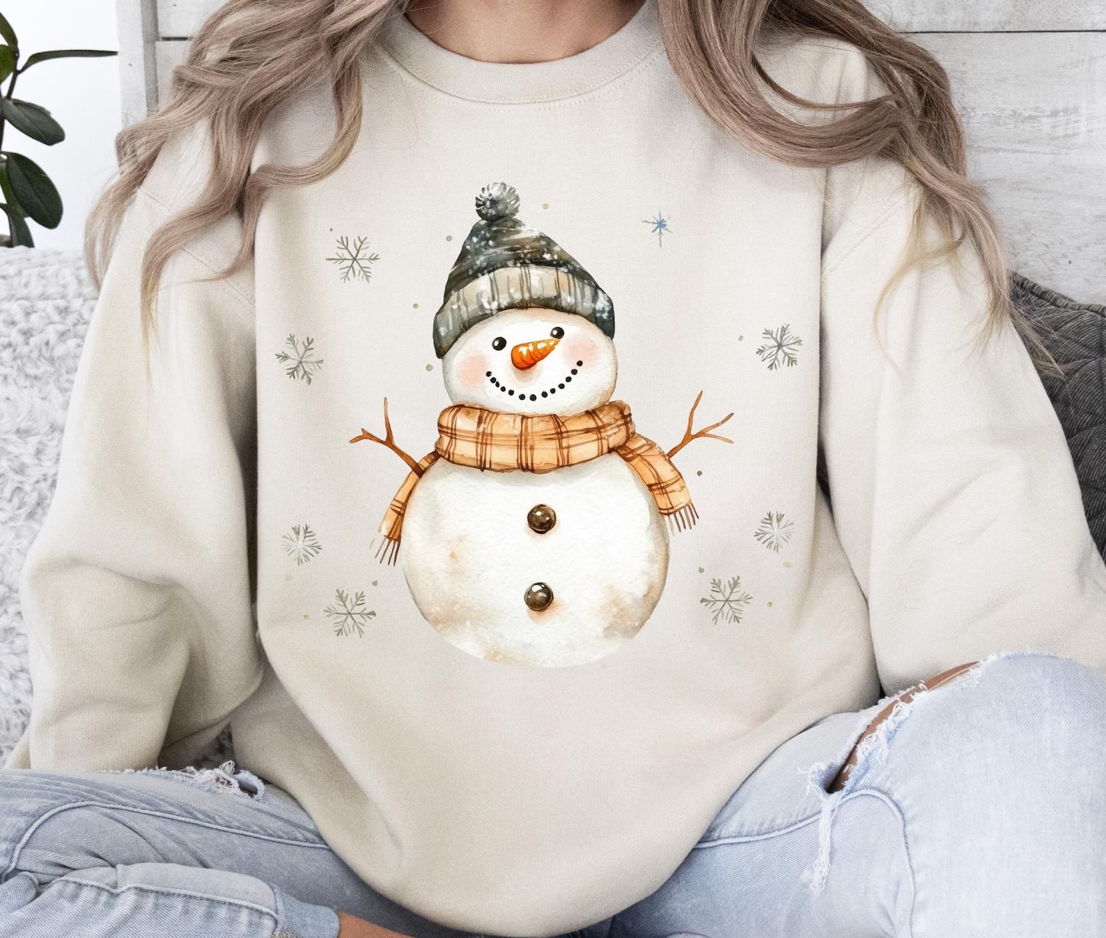 Snowflakes Frosty The Snowman Sand Sweatshirt