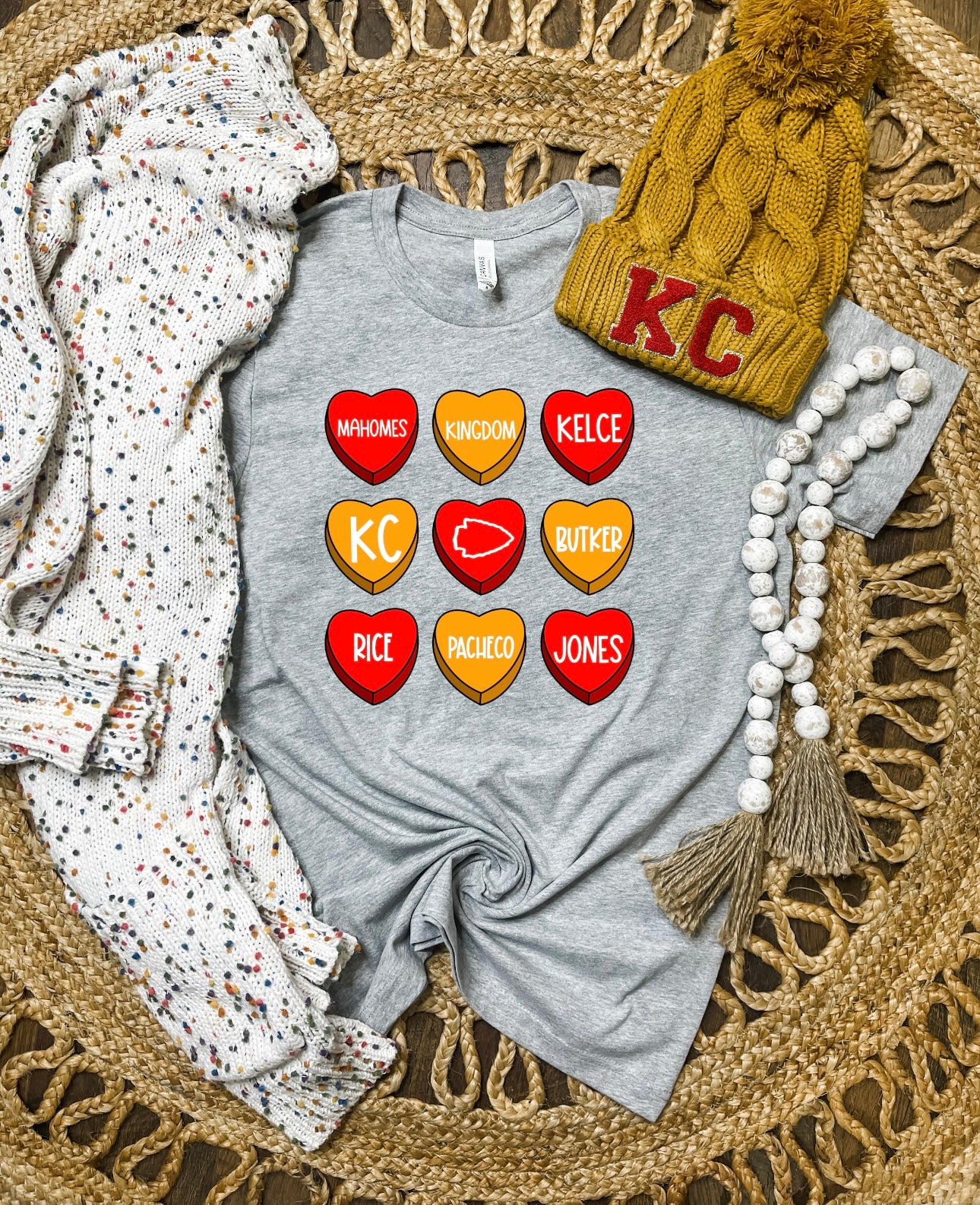 KC Candy Hearts Heather Grey Tee