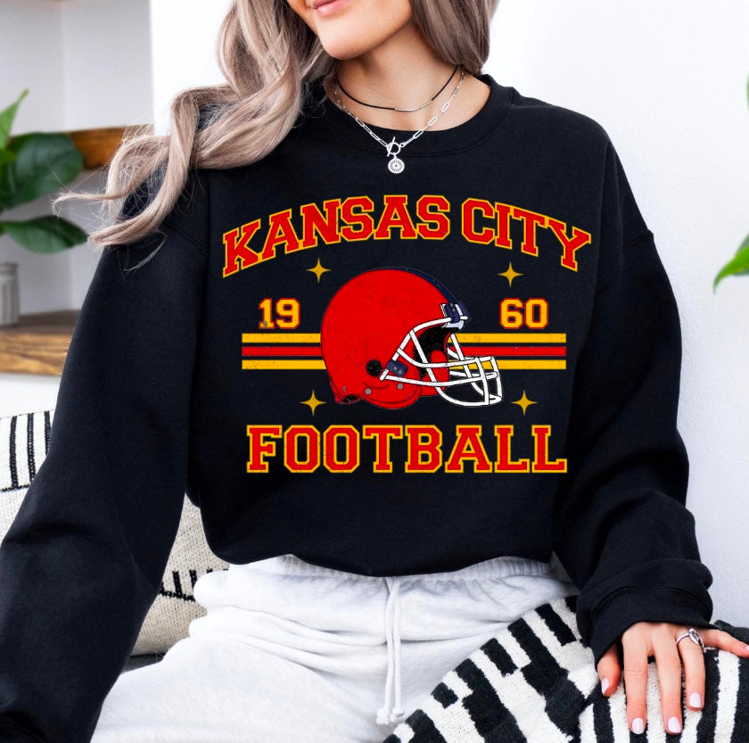 **HALFTIME DEAL** 1960 Star Helmet KC Football Black Sweatshirt