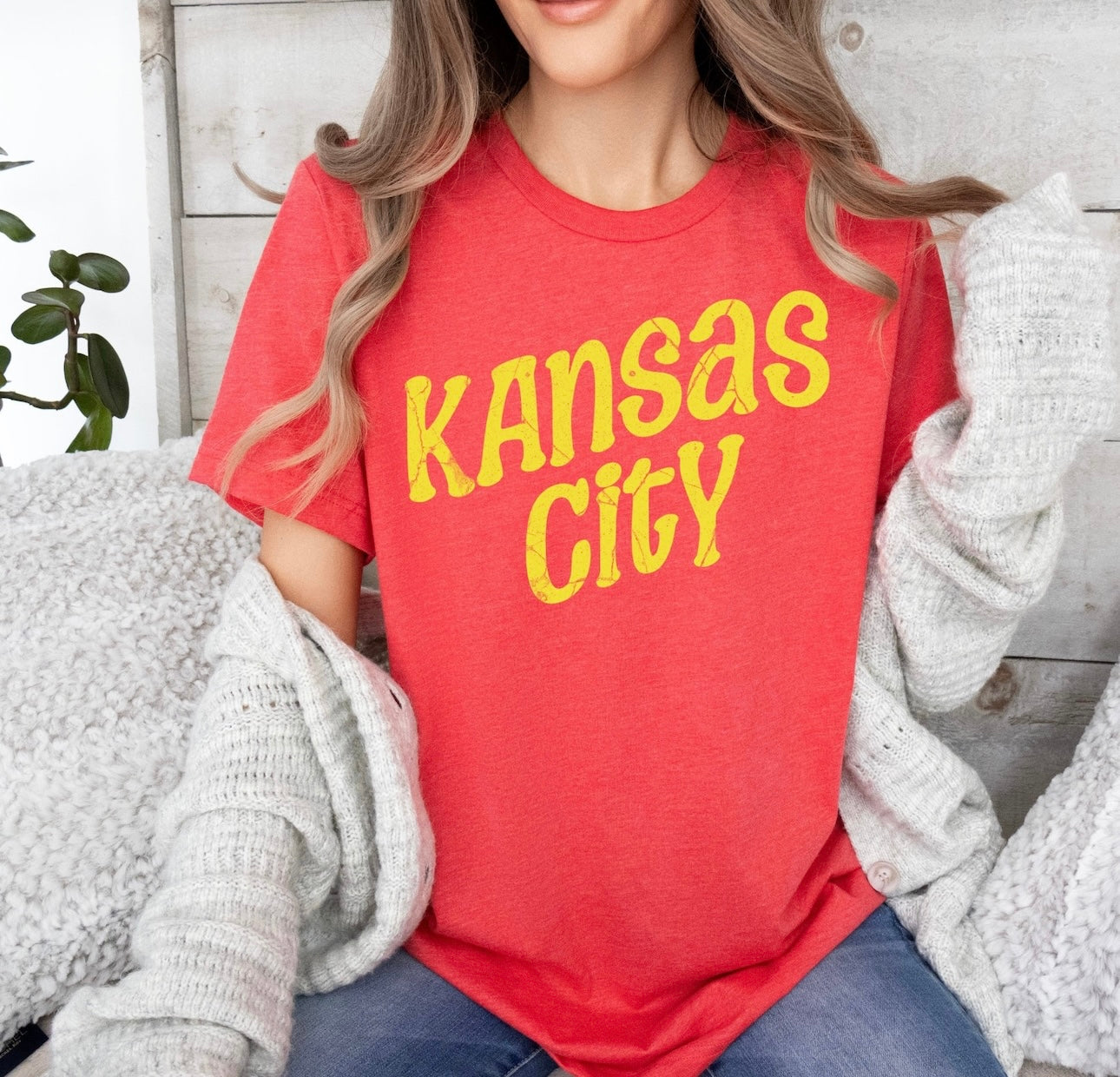 **HALFTIME DEAL** Retro Gold Kansas City Heather Red Tee