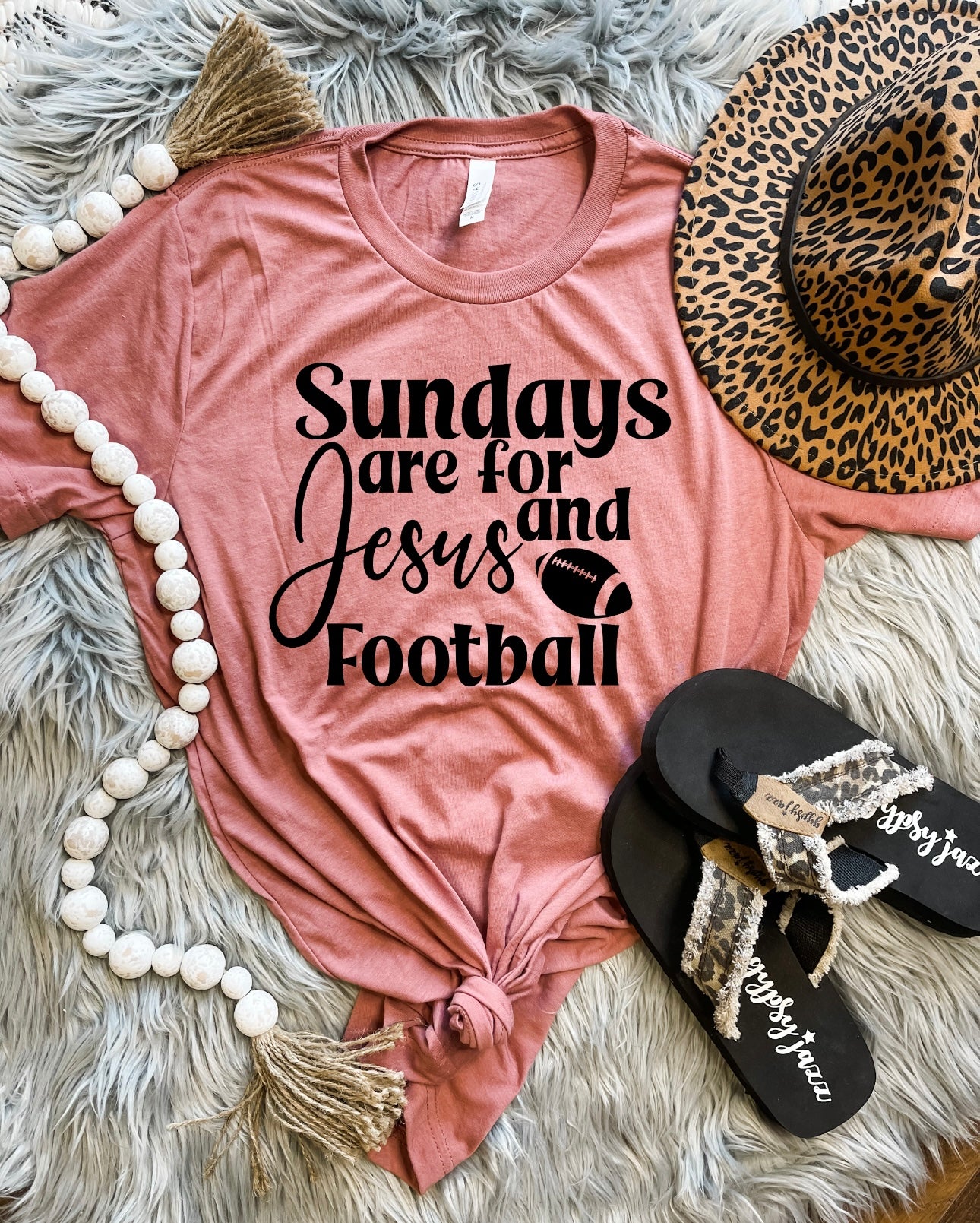 Sundays Are For Jesus & Football Heather Mauve Tee