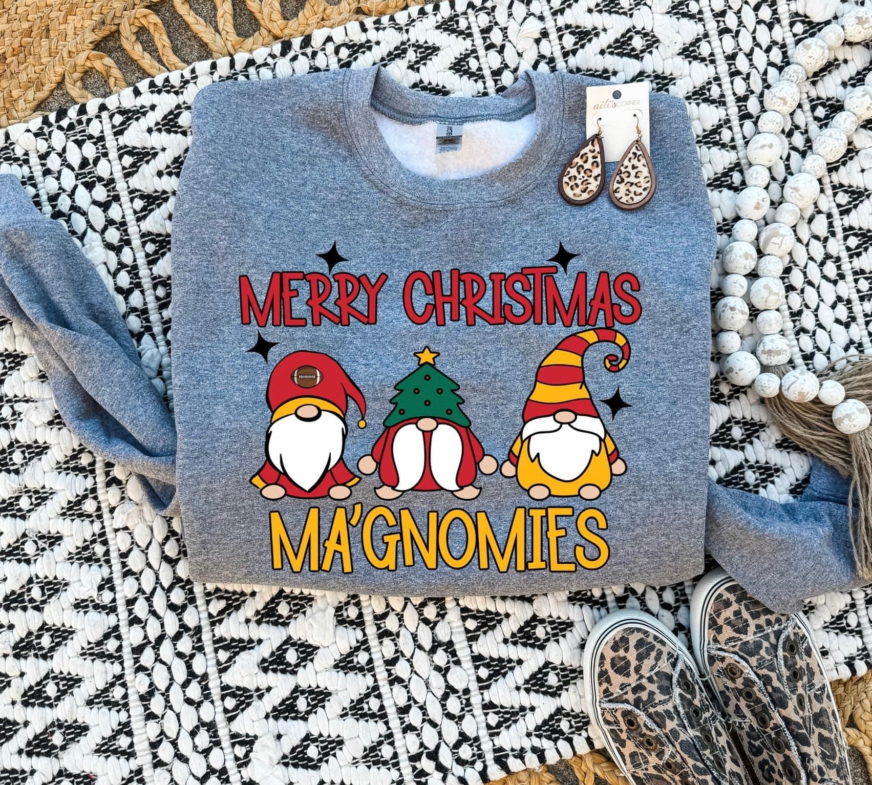 Merry Christmas Ma’Gnomies Dark Grey Sweatshirt