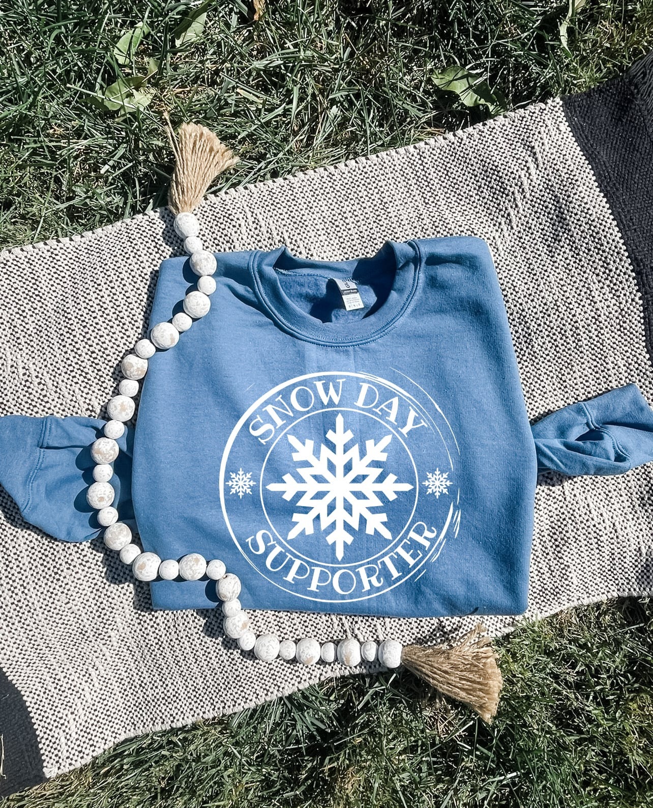 White Snow Day Supporters Indigo Blue Sweatshirt