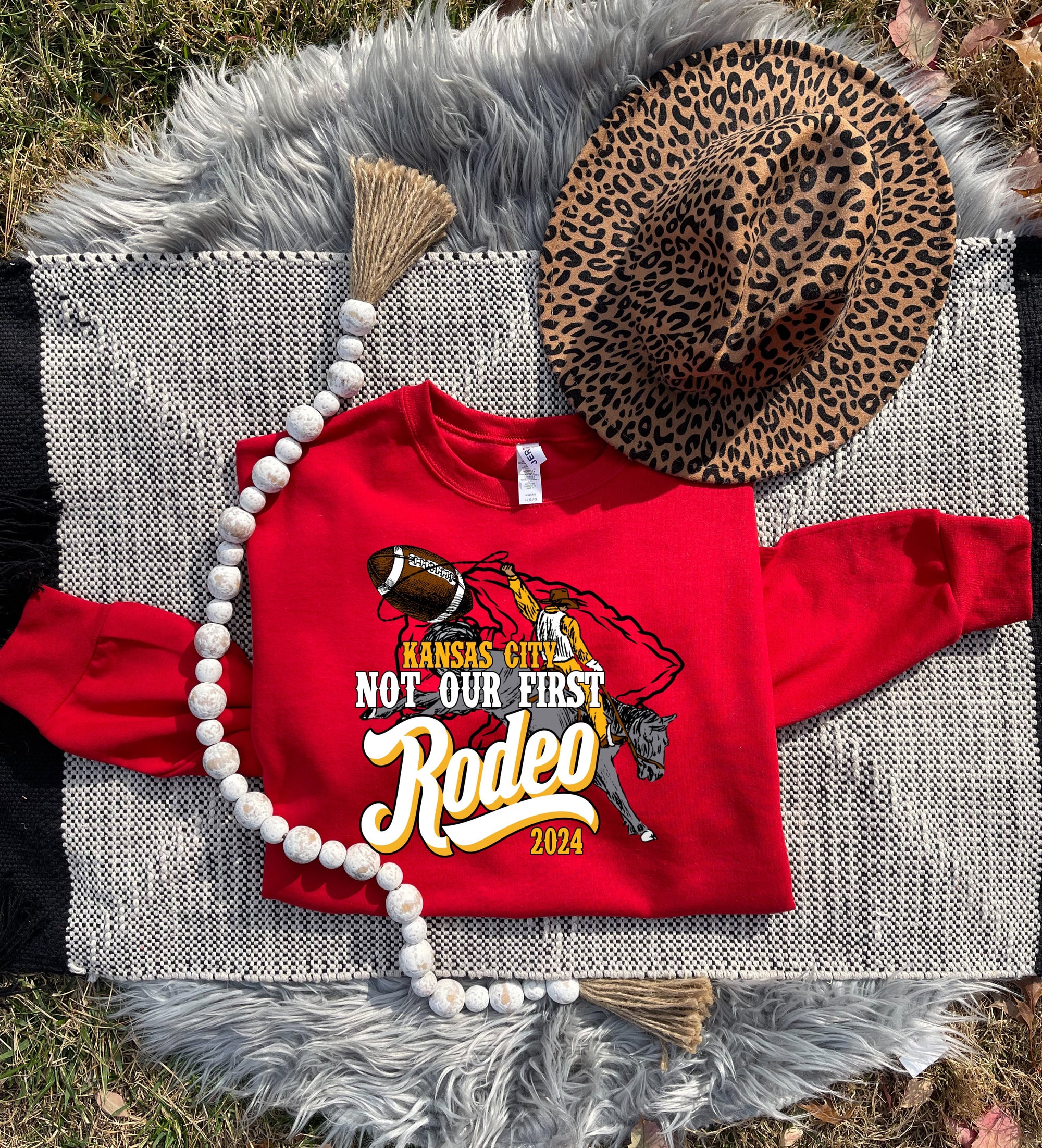 **HALFTIME DEAL** Not Our First Rodeo Red Sweatshirt