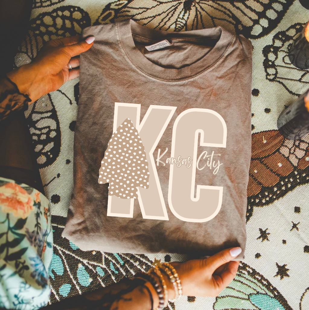 **HALFTIME DEAL** Natural KC Arrowhead Espresso Tee