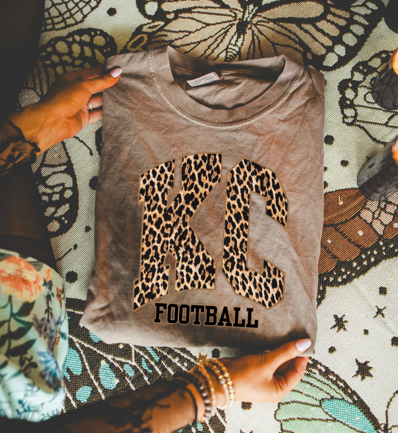 **HALFTIME DEAL** Black Football Leopard KC Espresso Tee