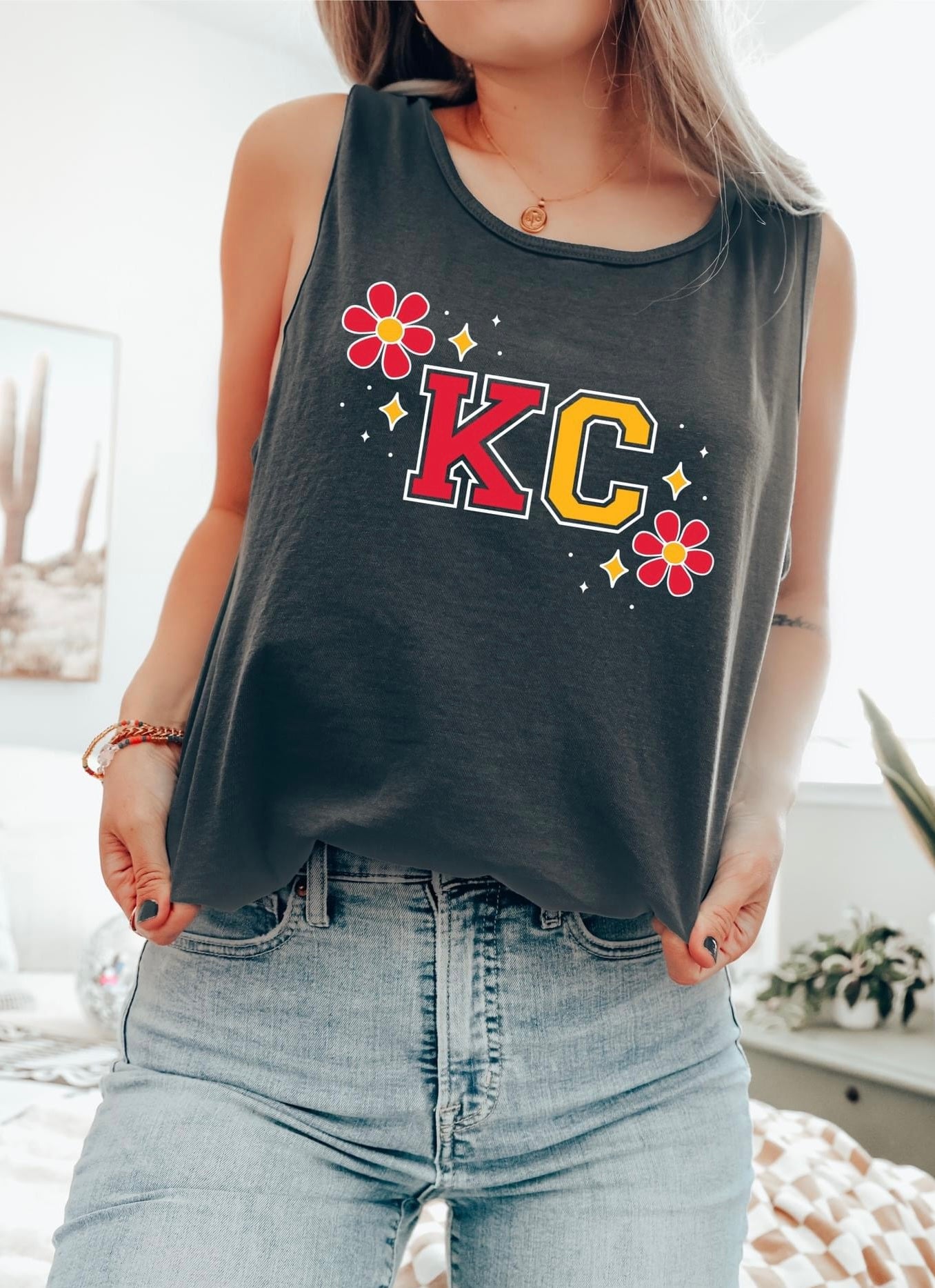 Red & Gold KC Daisy Pepper Tank Top