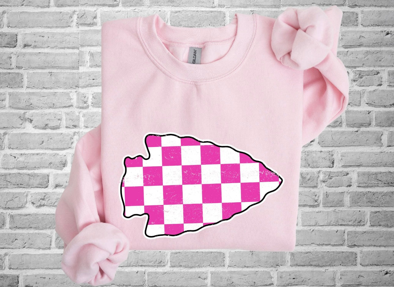 Pink Checkered Arrowhead Pink Sweatshirt