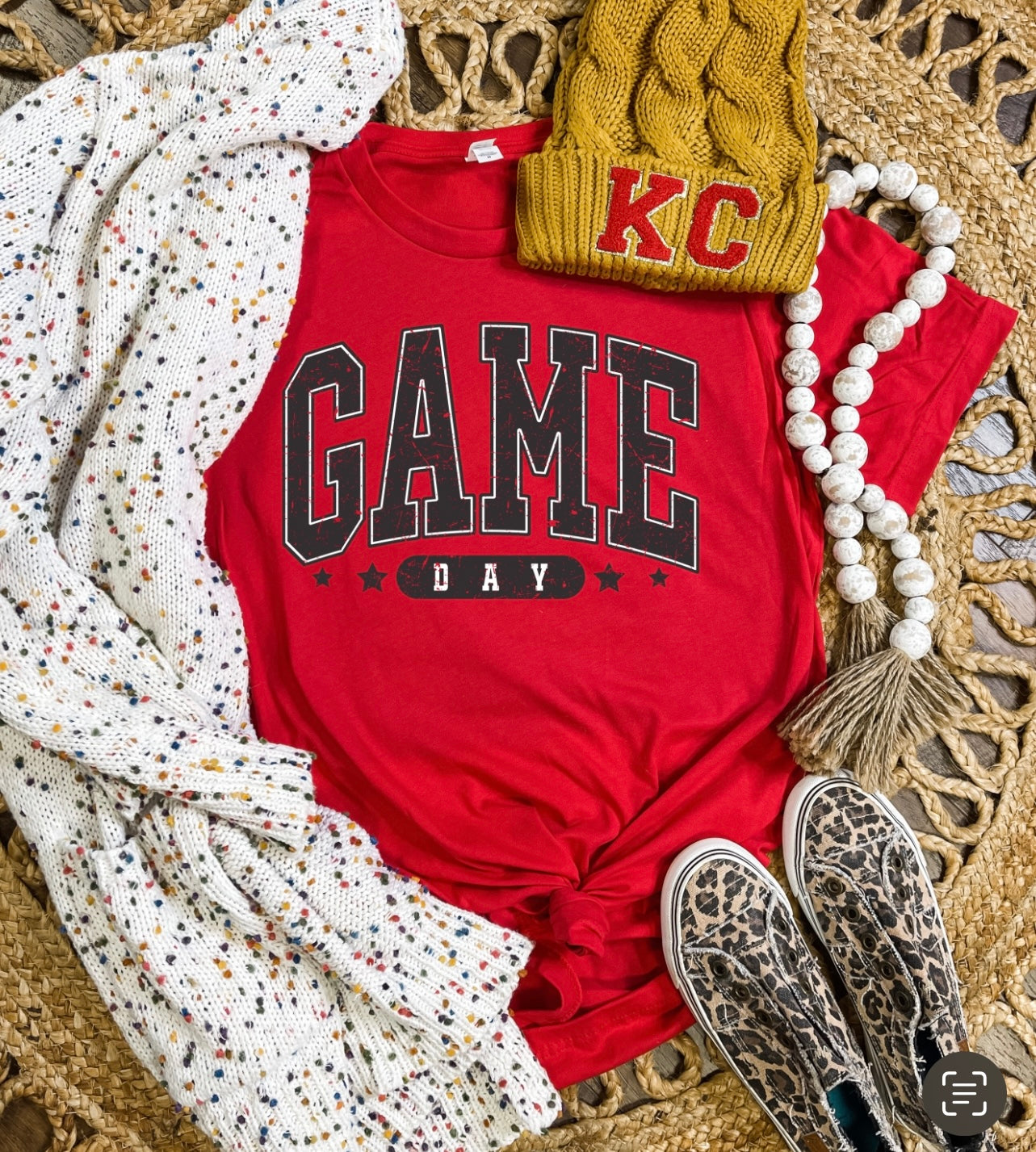 Black Game Day Stars Red Tee