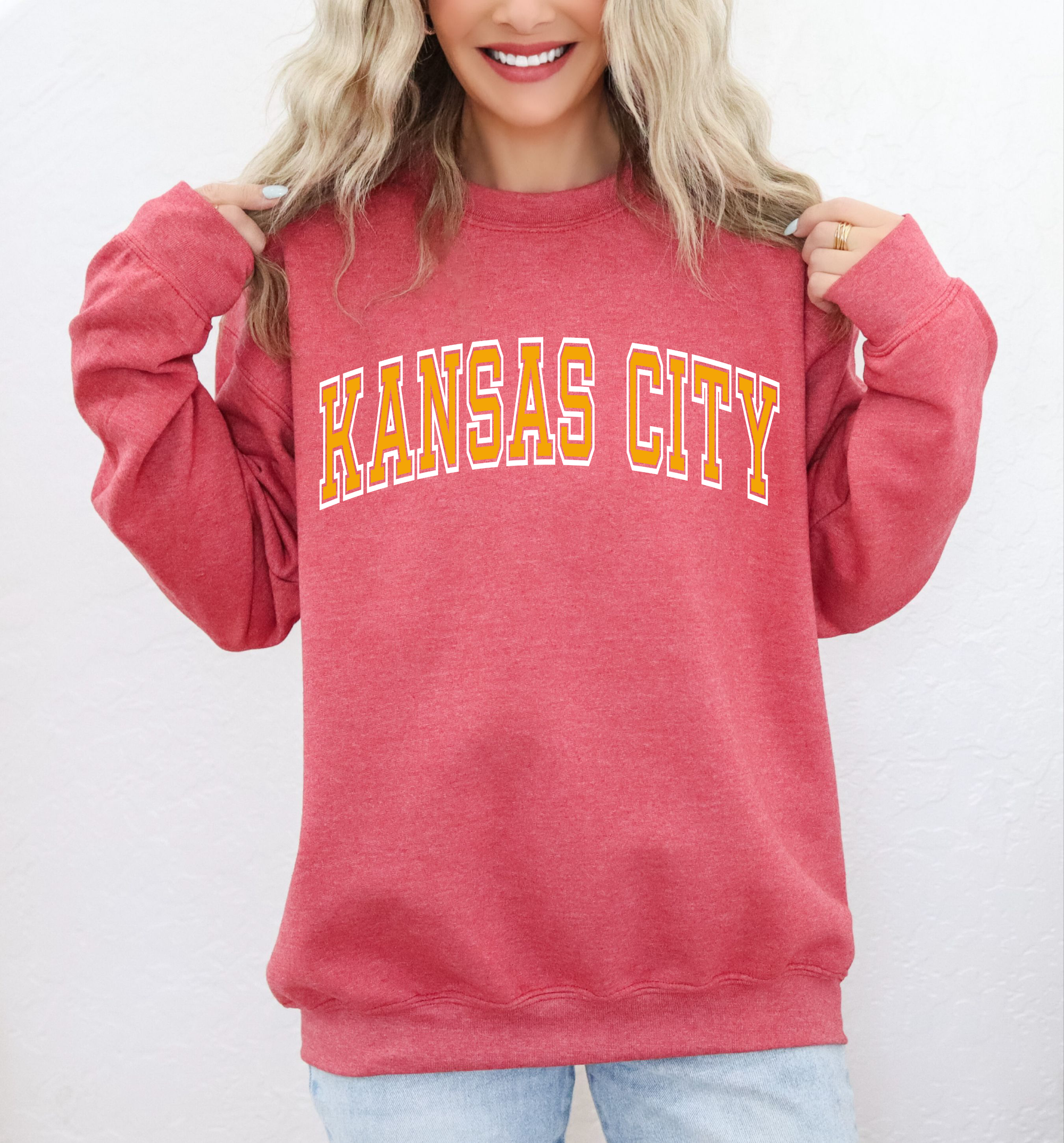 Gold & White Kansas City Heather Red Sweatshirt