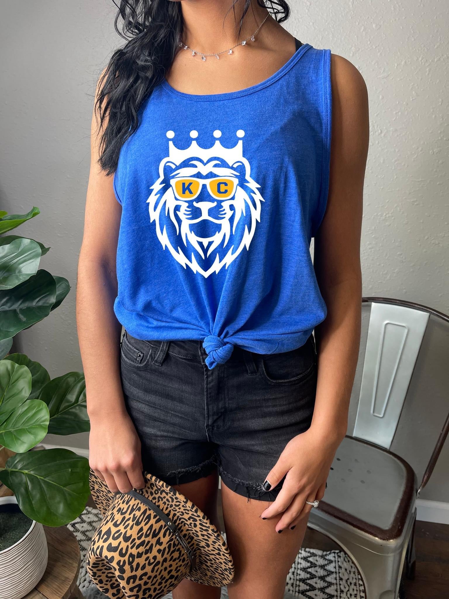 White & Gold KC Lion Heather Royal Tank