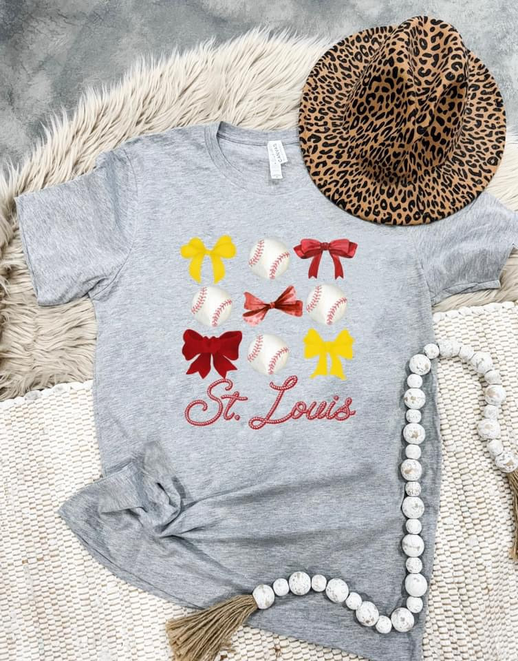 St. Louis Baseballs & Bows Heather Grey Tee