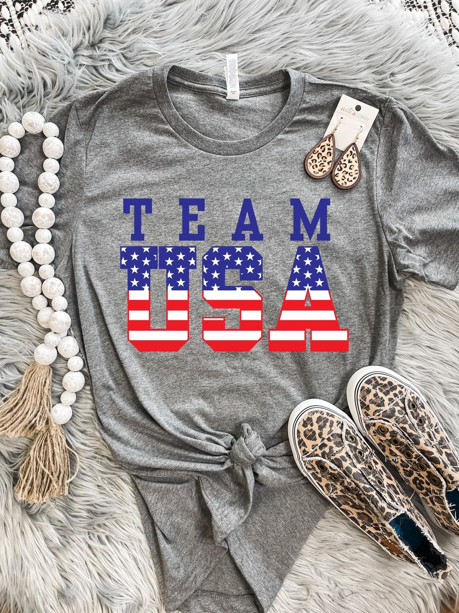 Red White Blue Team USA Charcoal Tee