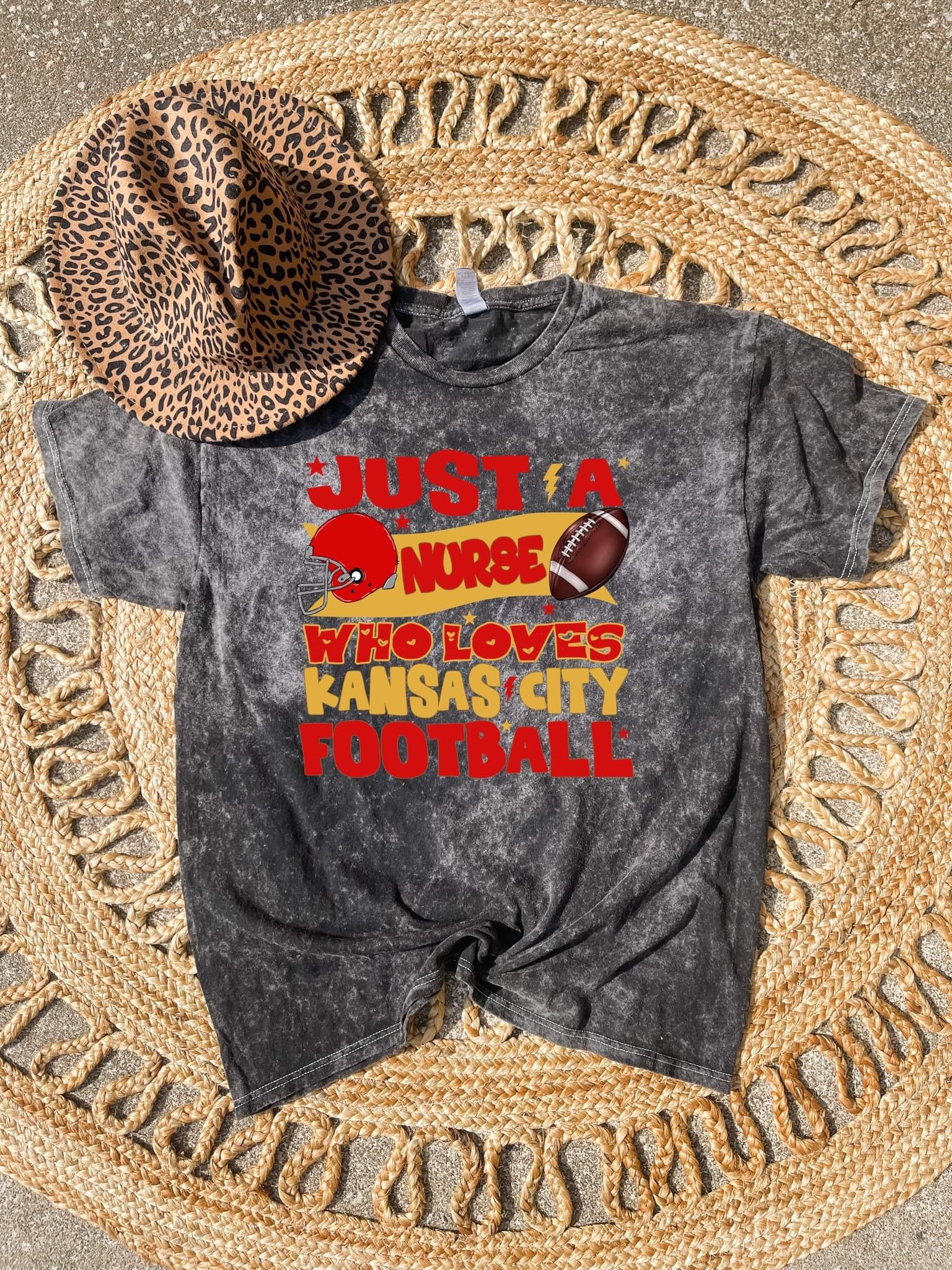 Nurse Who Loves KC Football Mineral Wash Tee