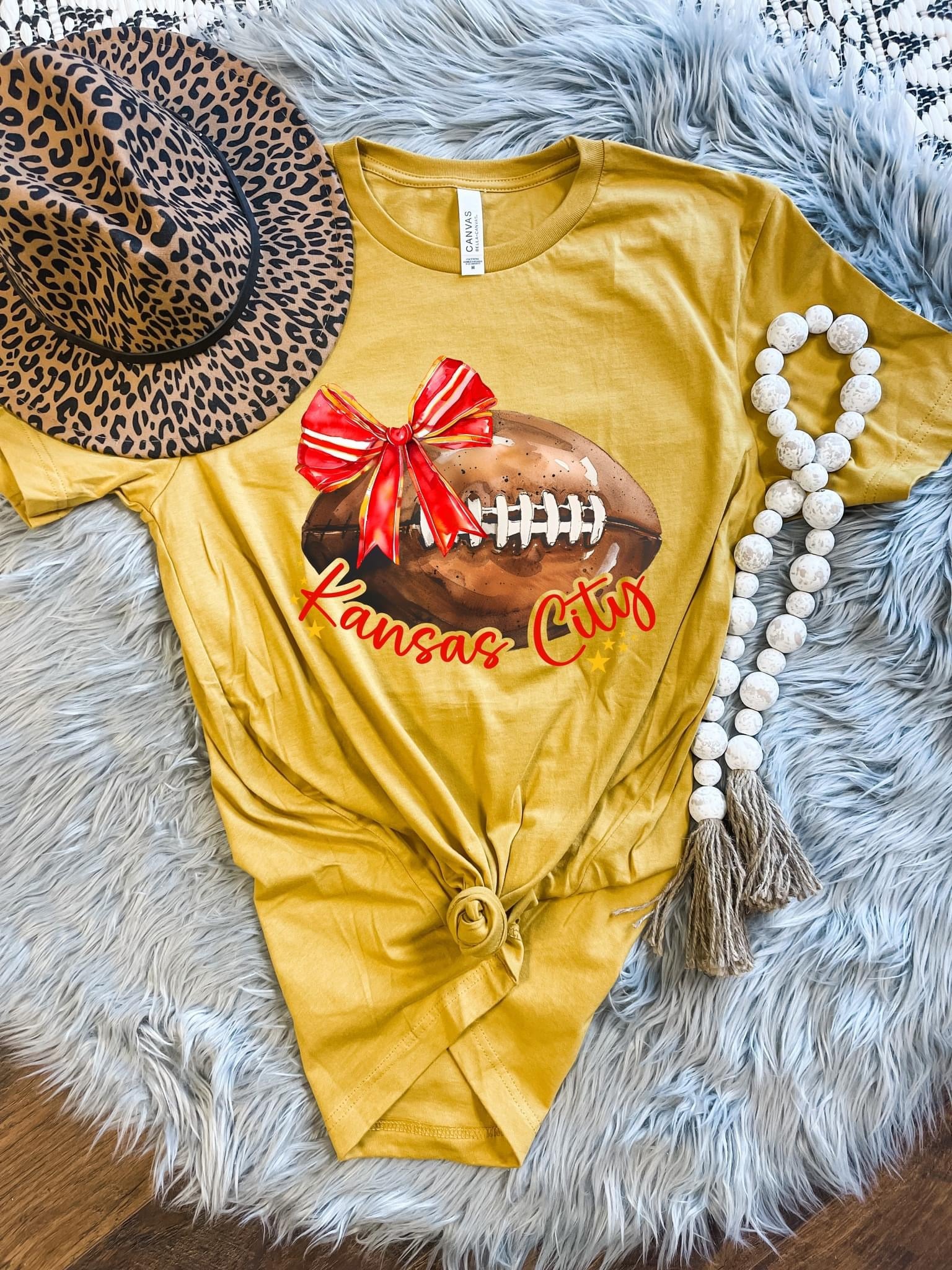 Coquette Football Kansas City Heather Mustard Tee