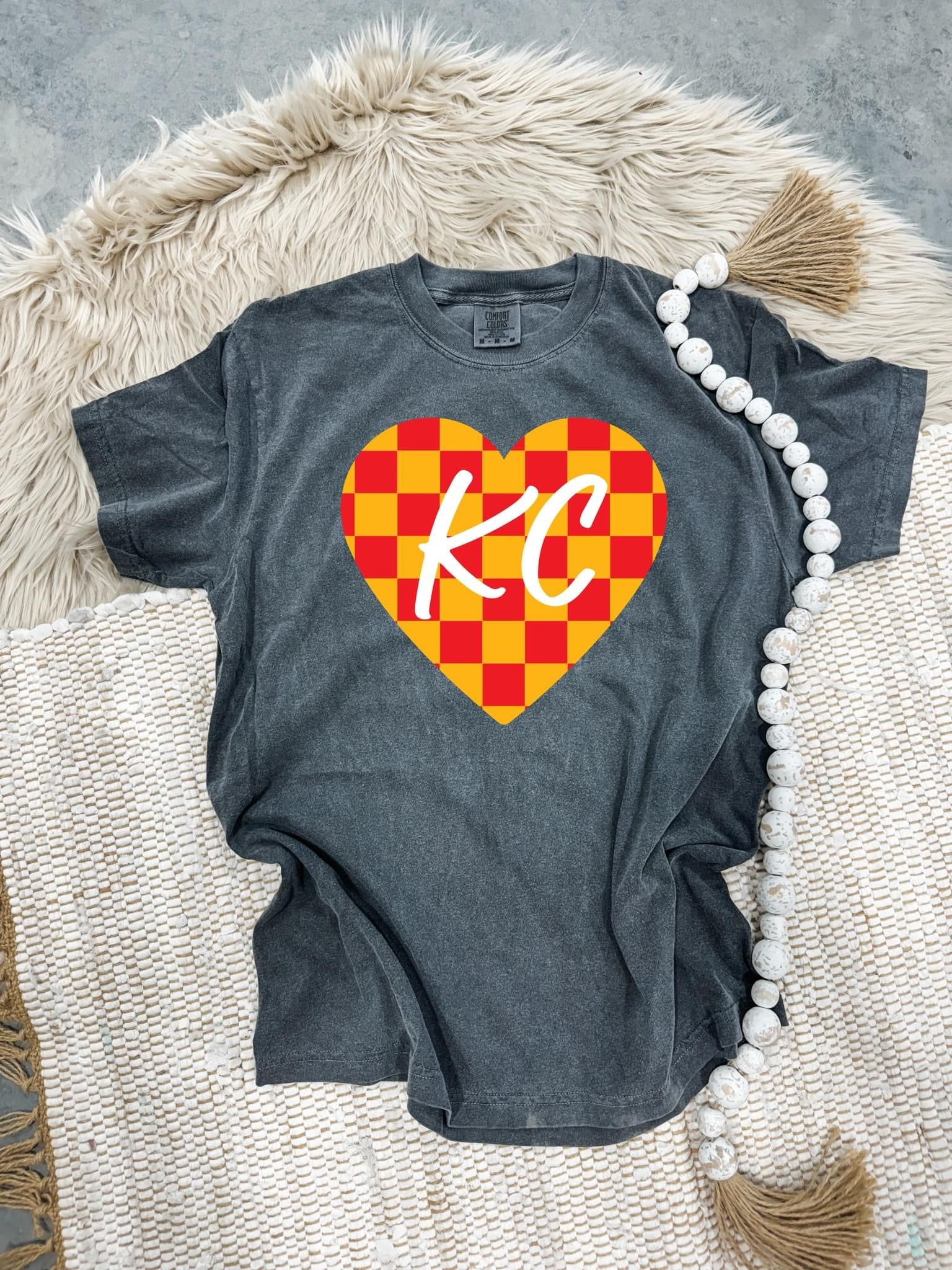 Red & Gold Checkered KC Heart Pepper Tee