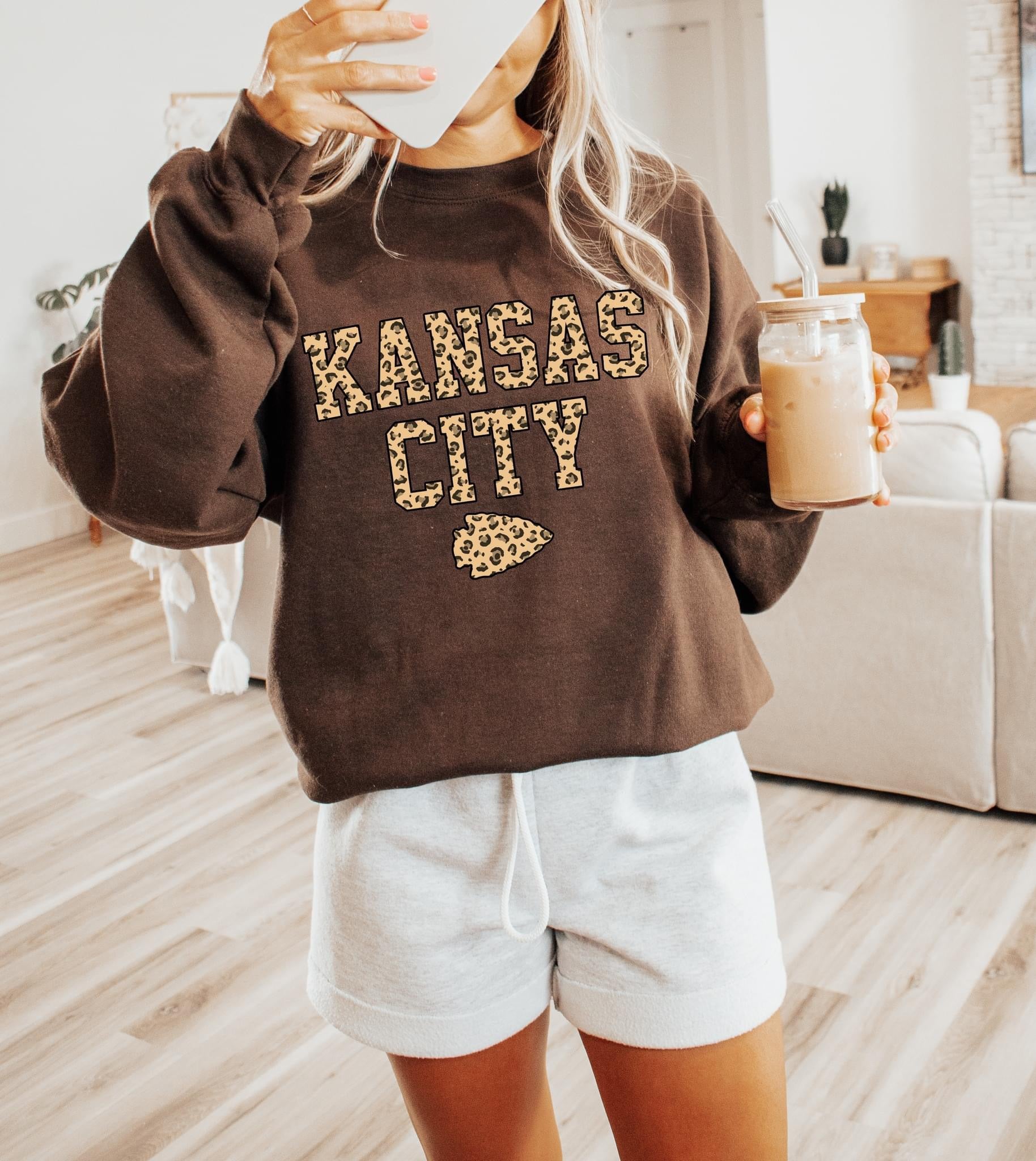 Cheetah Kansas City Arrowhead Chocolate Sweatshirt