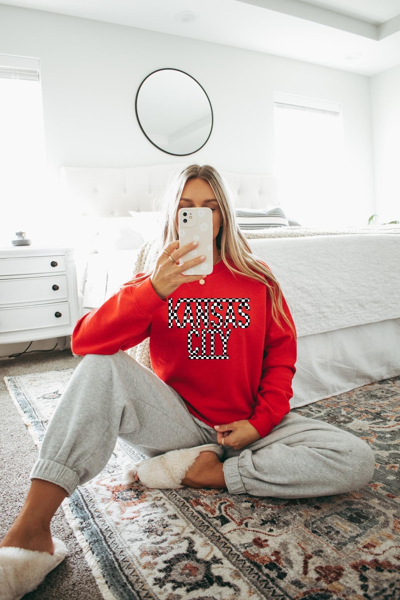 Black & White Checkered Kansas City Red Sweatshirt