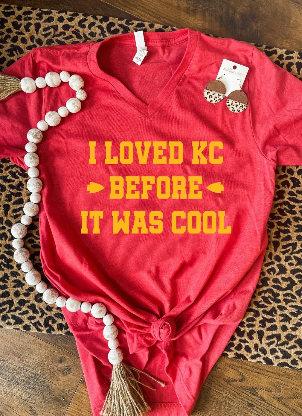 I Loved KC Before It Was Cool Arrowheads Heather Red VNeck