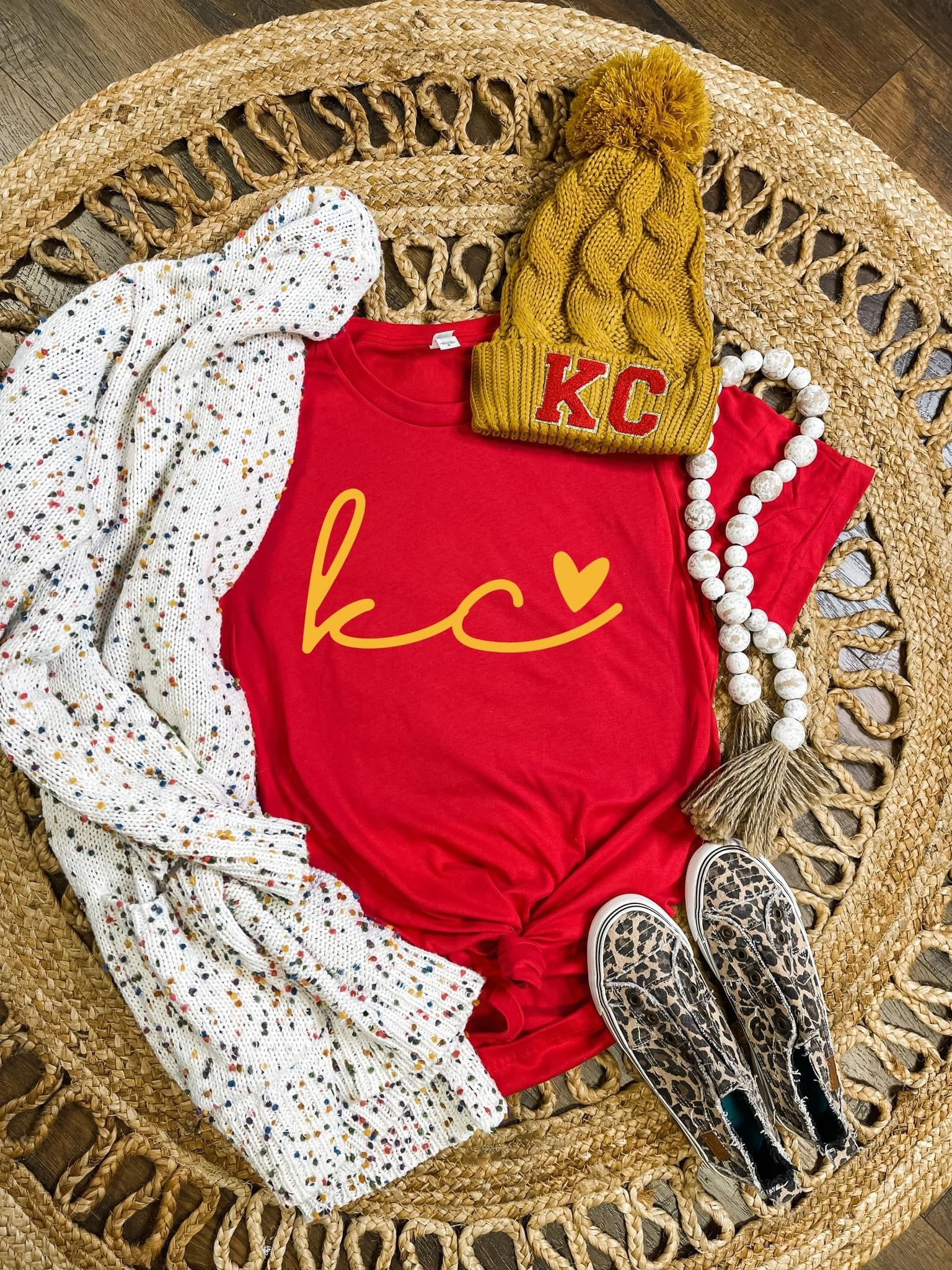 KC Script Heart Red Tee